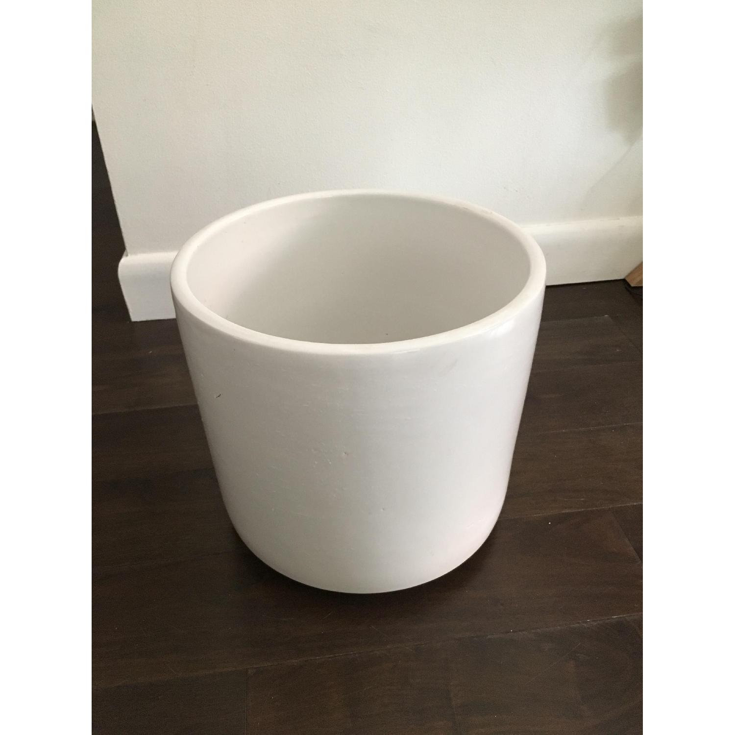 West Elm Ceramic Planter w/ Solid Wood Stand - image-4
