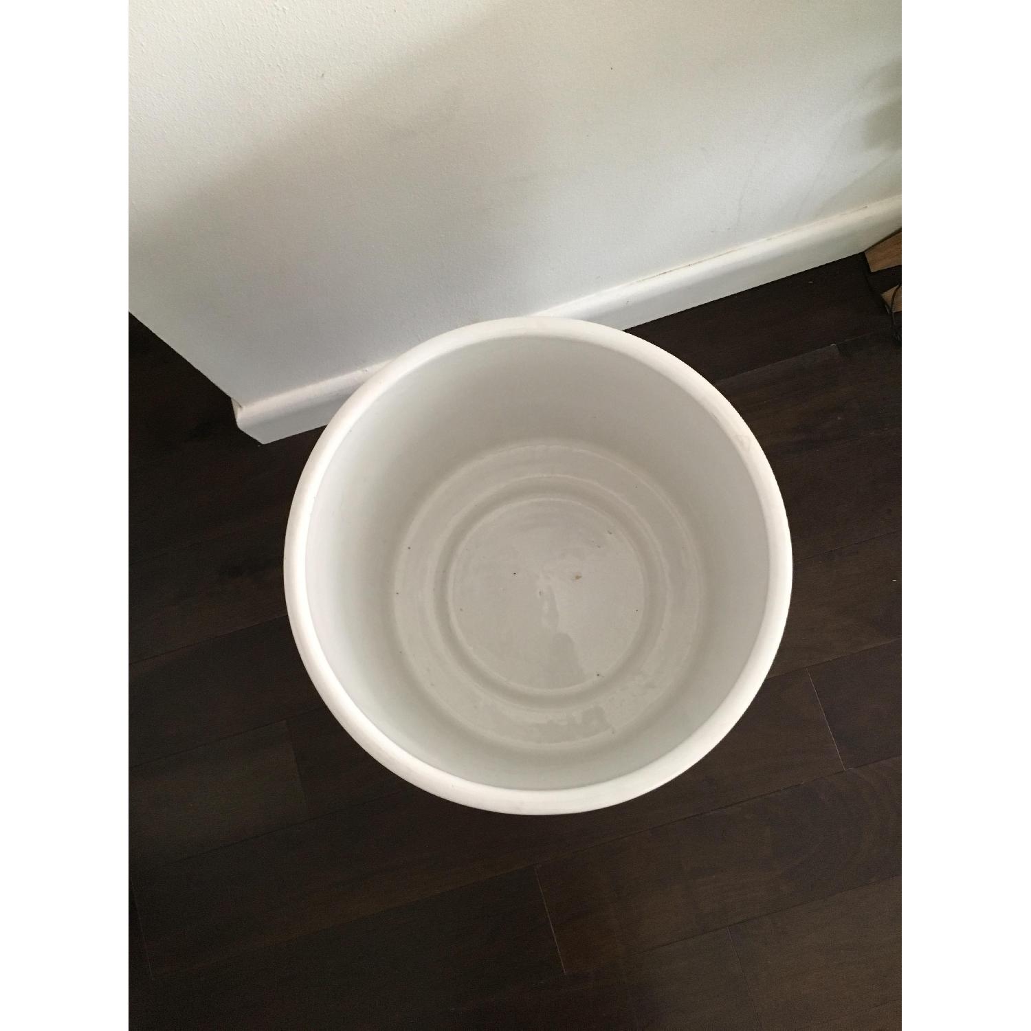 West Elm Ceramic Planter w/ Solid Wood Stand - image-5