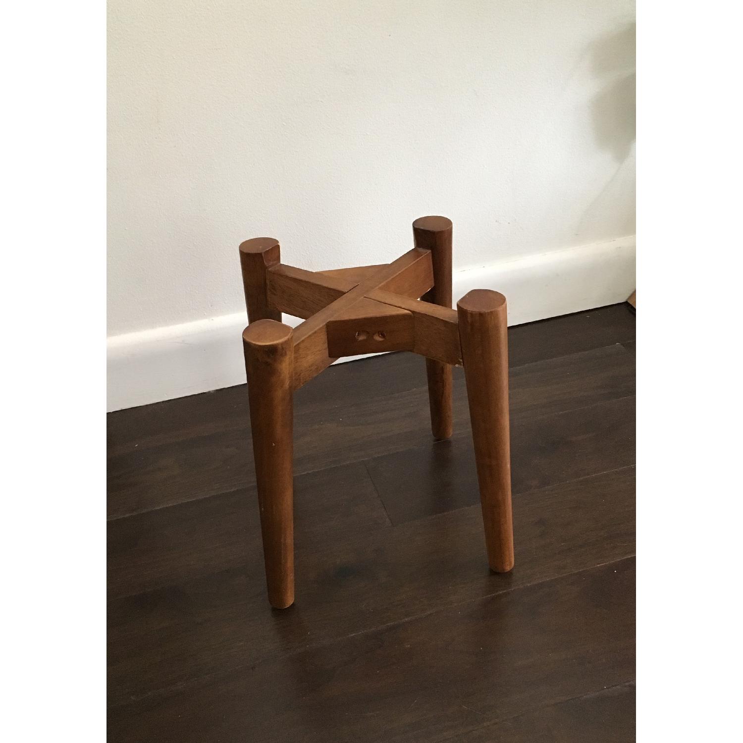 West Elm Ceramic Planter w/ Solid Wood Stand - image-6