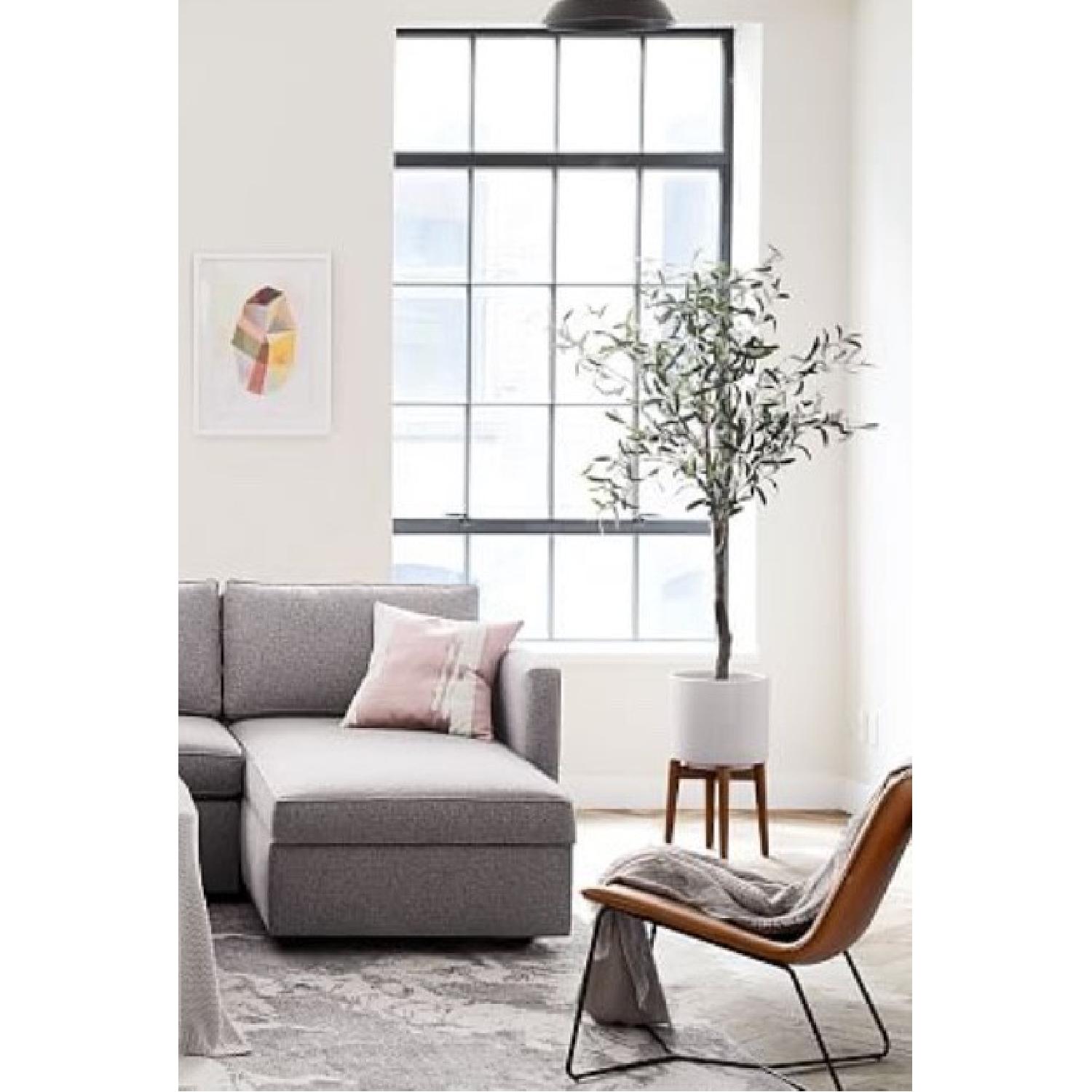 West Elm Ceramic Planter w/ Solid Wood Stand - image-9