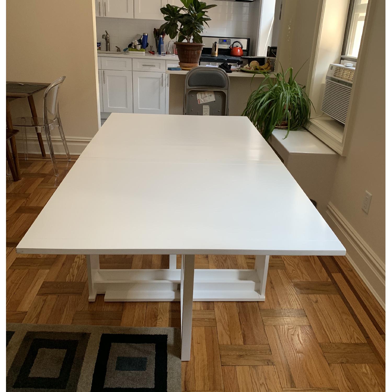 Crate & Barrel White Gateleg Table - image-1
