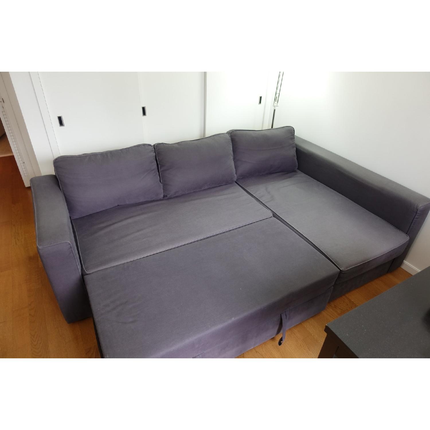 Ikea Manstad Sleeper Sectional Sofa W Storage In Blue Gray Aptdeco
