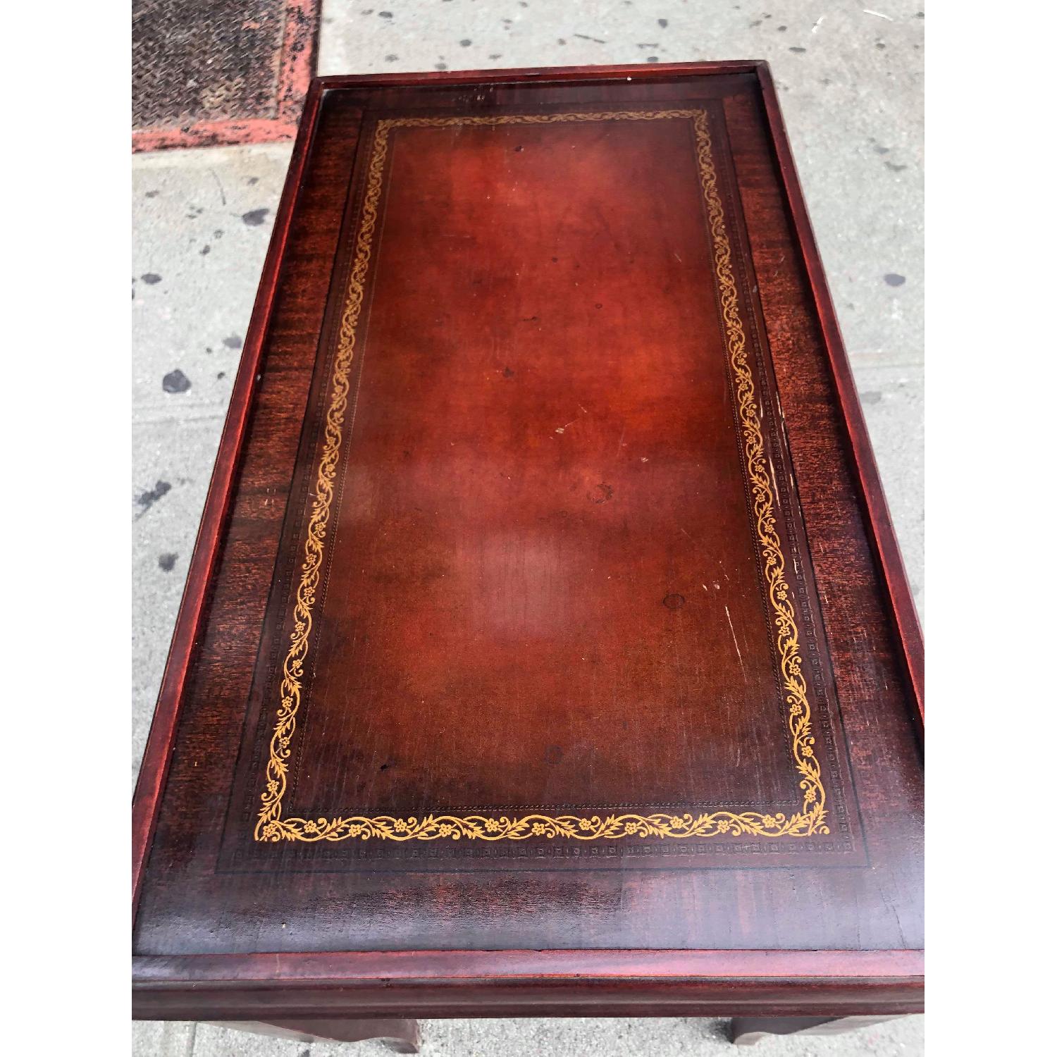 Antique 1940s Mahogany Leather Top Side Table - image-3
