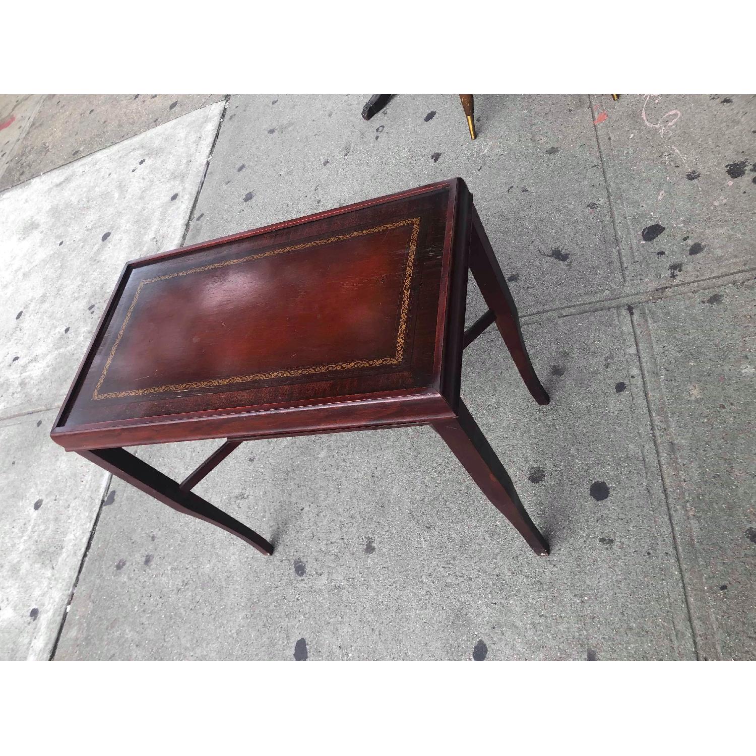 Antique 1940s Mahogany Leather Top Side Table - image-5