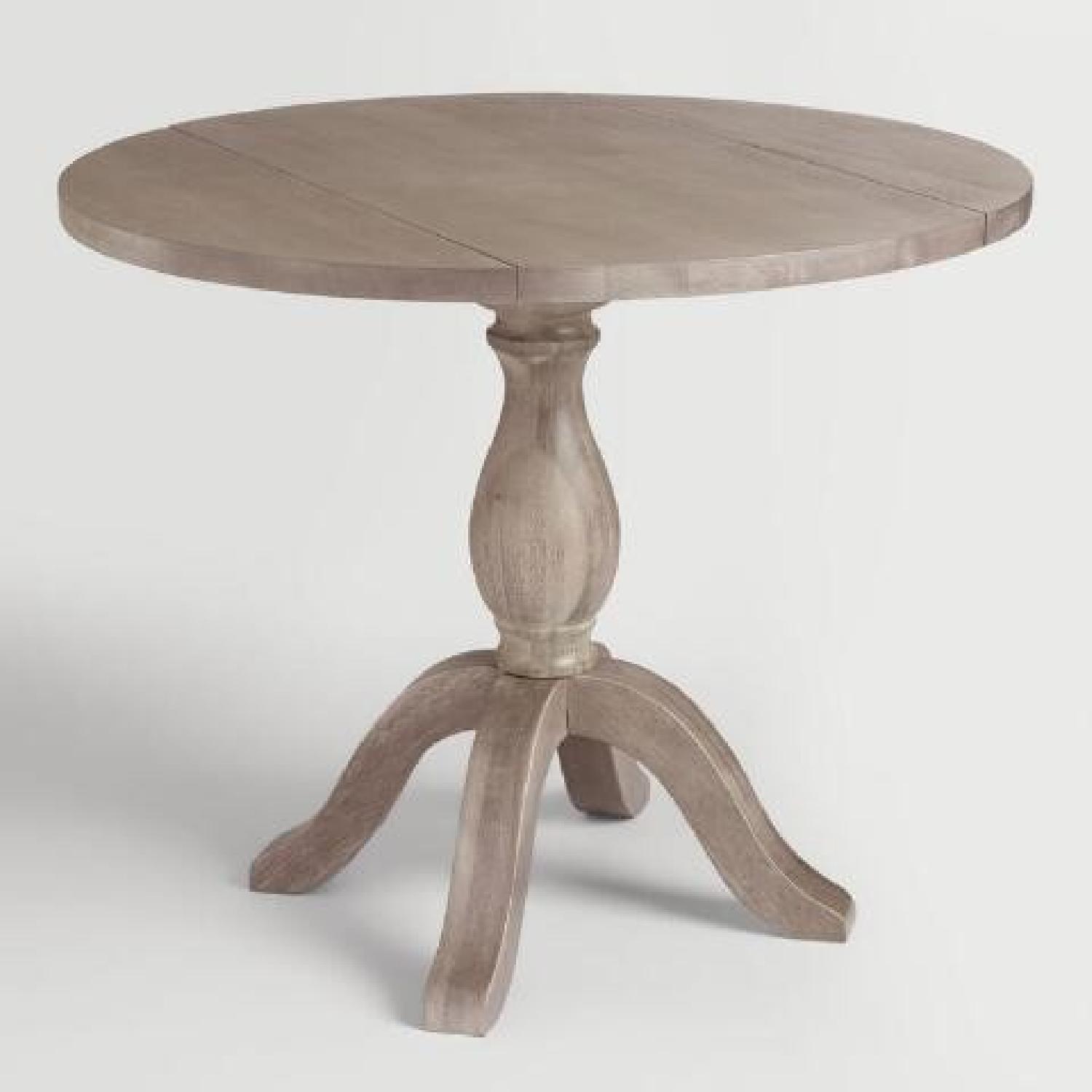 World Market Round Weathered Gray Wood Drop Leaf Table - image-5