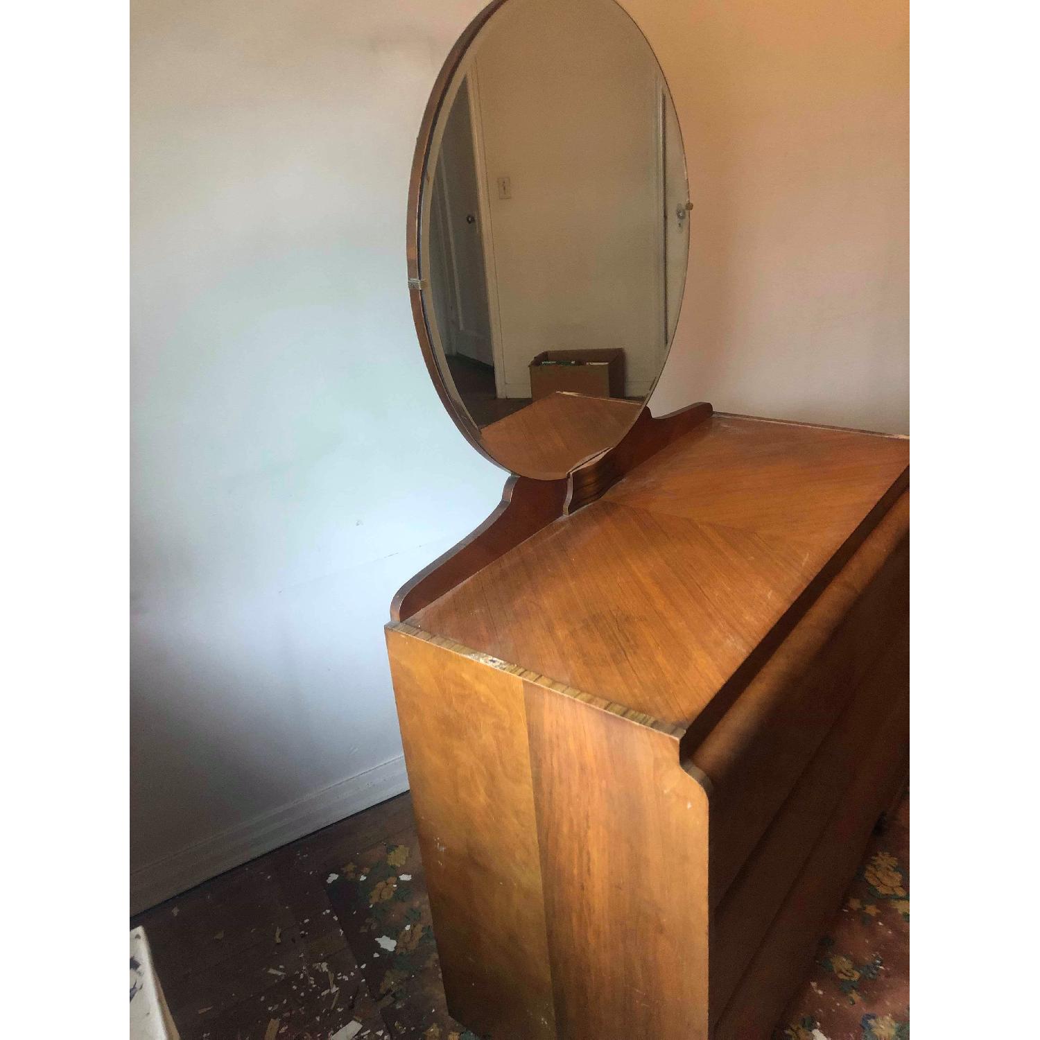 Antique 1940s Art Deco Style Waterfall Dresser w/ Mirror - image-4