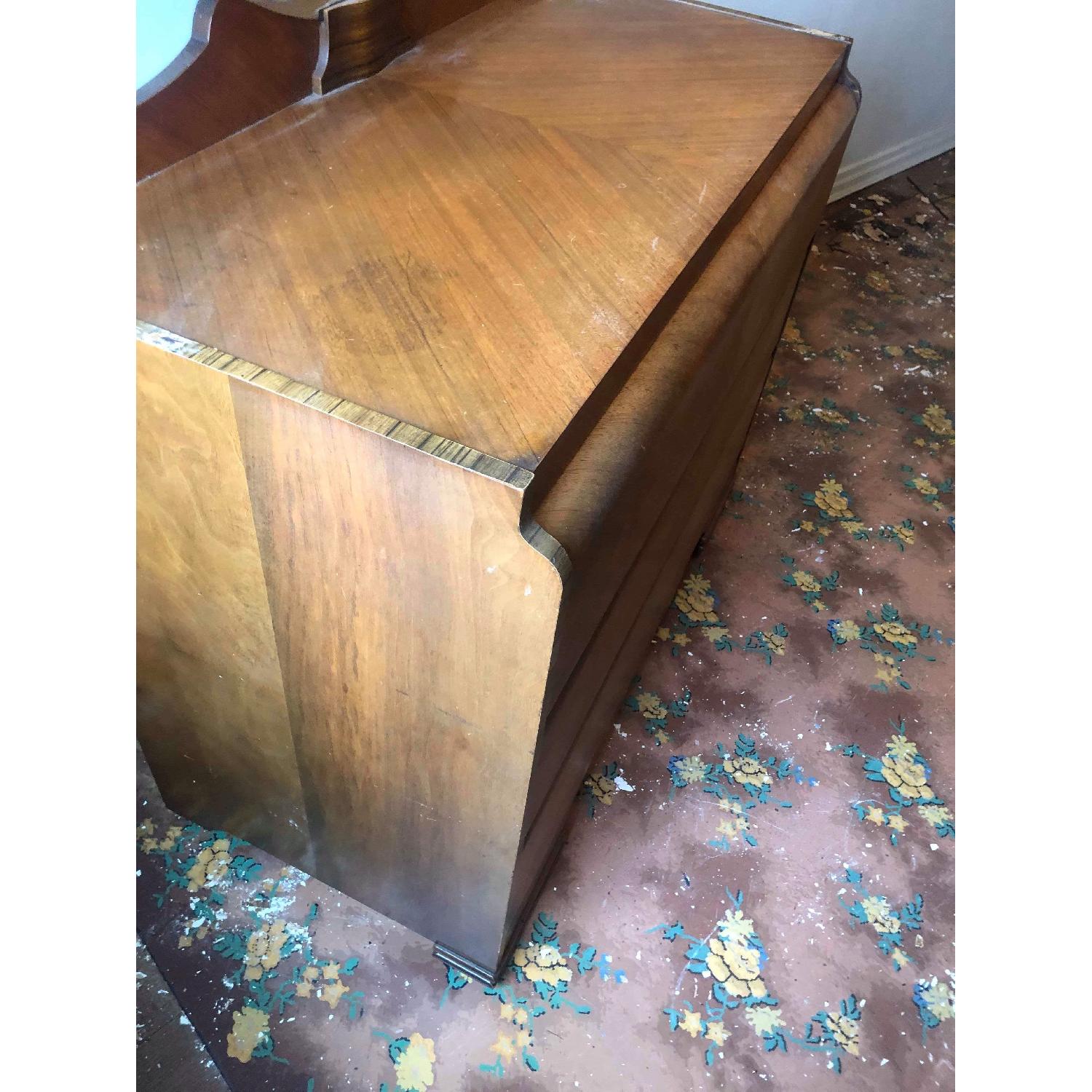Antique 1940s Art Deco Style Waterfall Dresser w/ Mirror - image-9