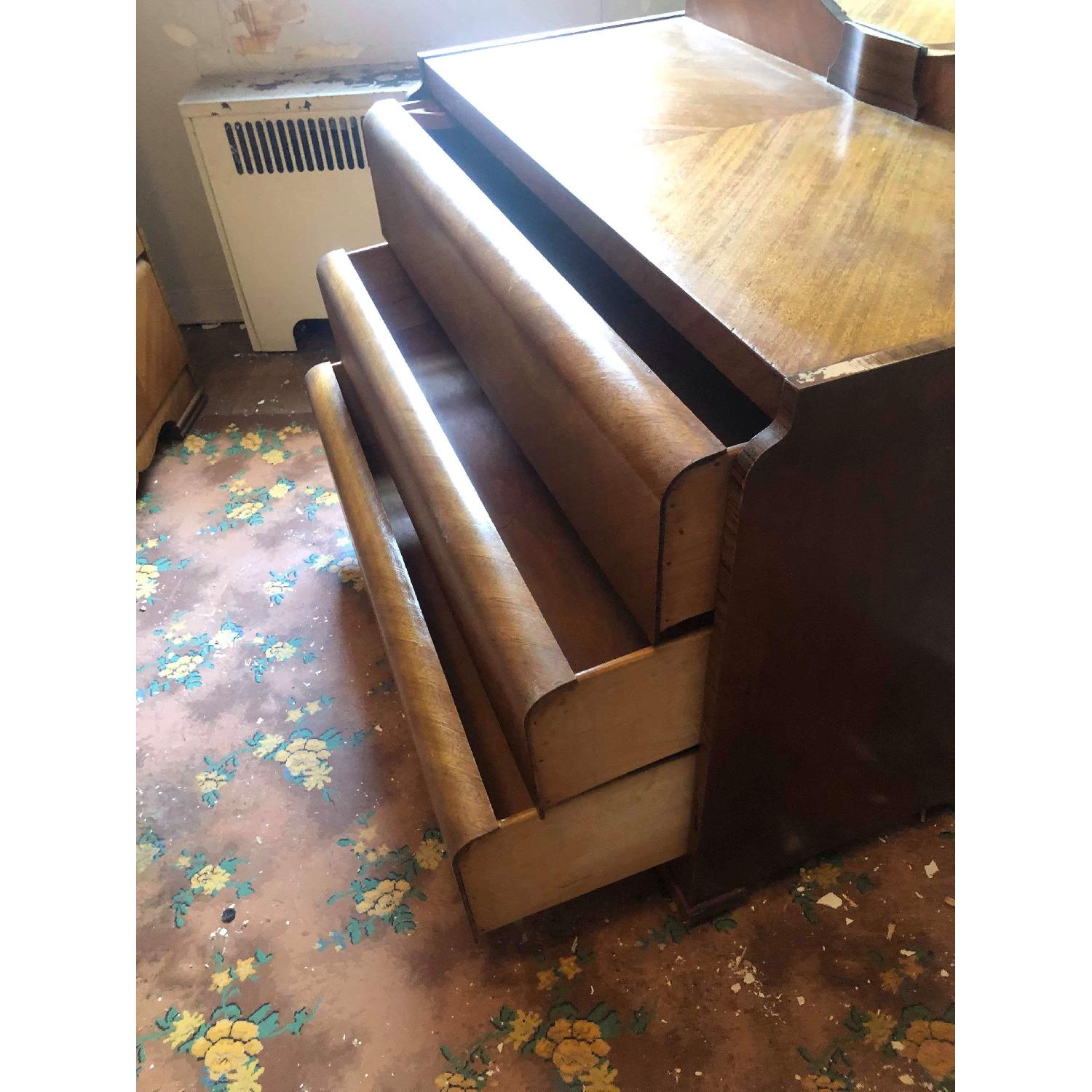 Antique 1940s Art Deco Style Waterfall Dresser w/ Mirror - image-10