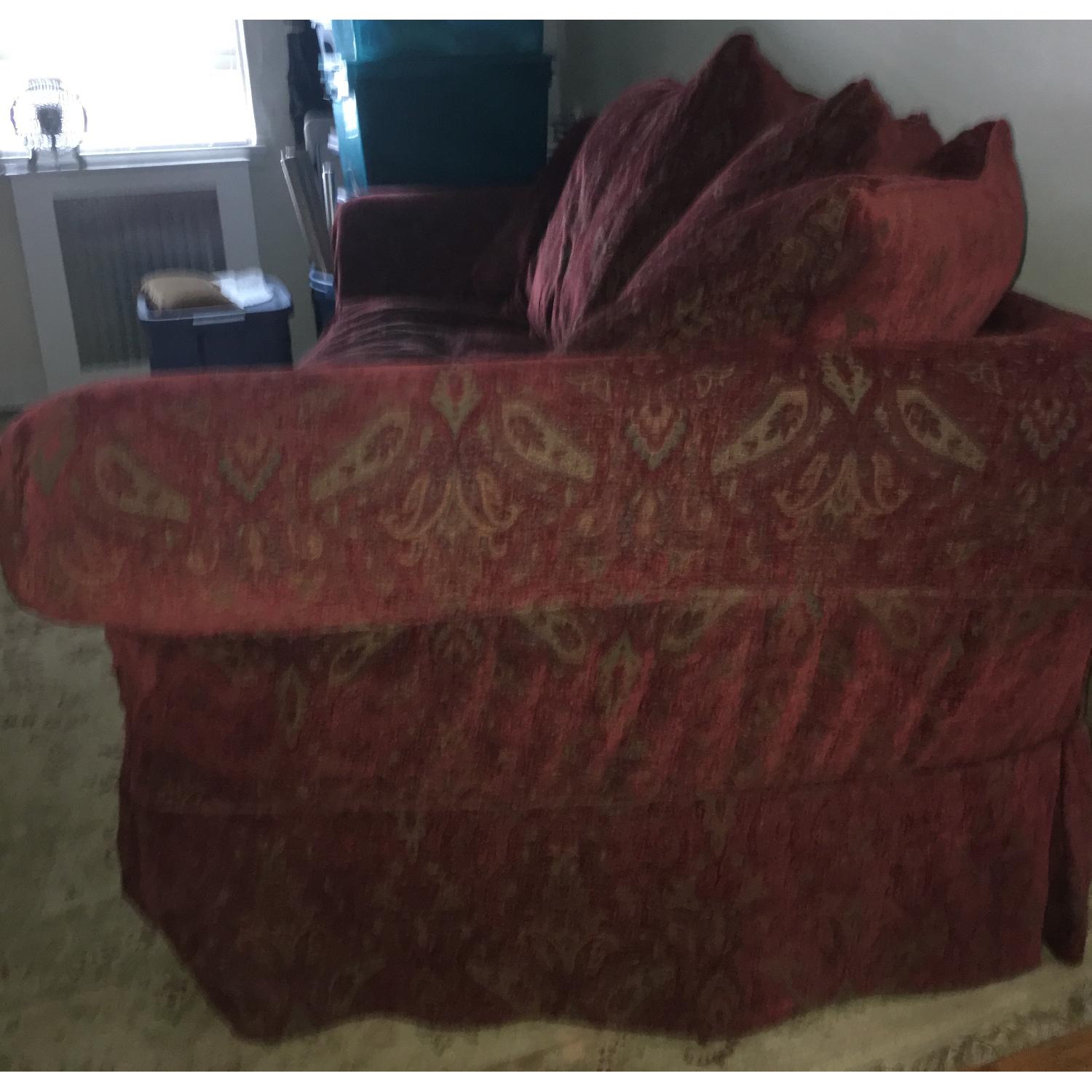 Domain Cranberry/Maroon Paisley Slipcovered Sofa - image-1