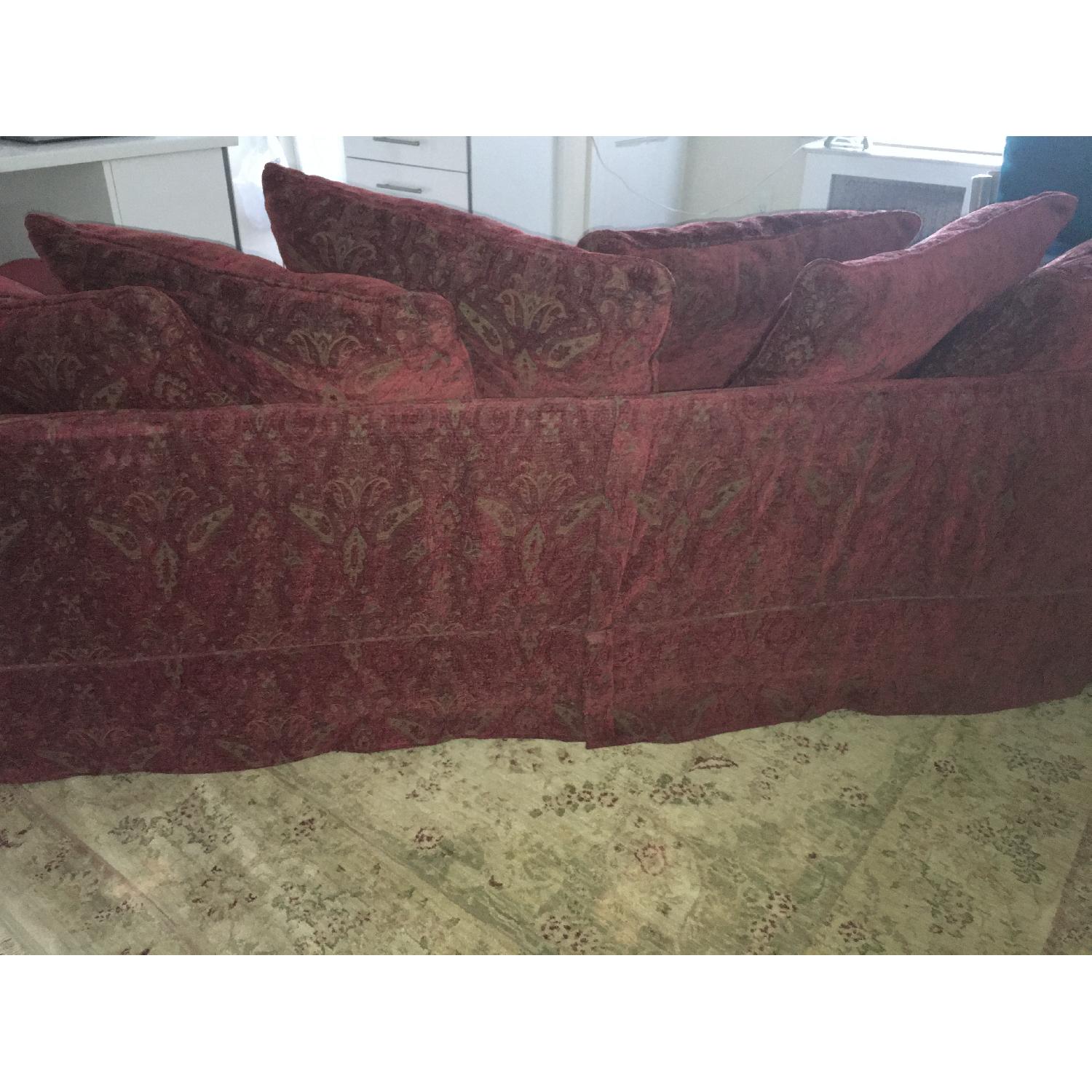 Domain Cranberry/Maroon Paisley Slipcovered Sofa - image-2