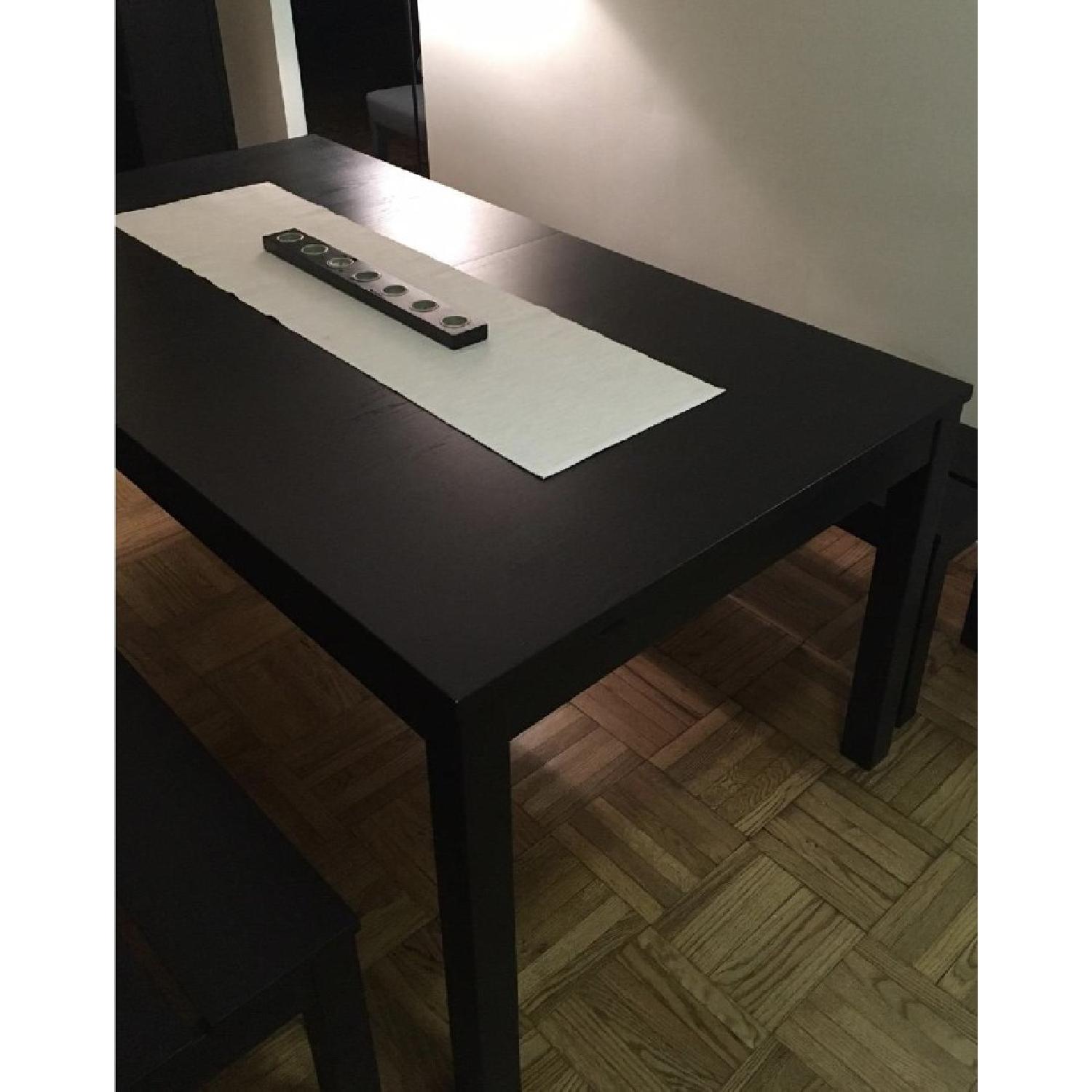 Ikea Bjursta Extendable Table w/ Bench in Brown-Black - AptDeco