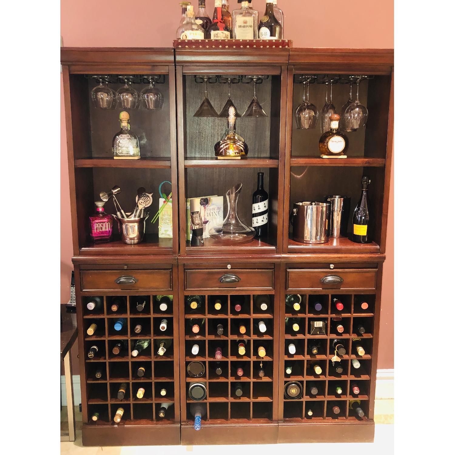 Pottery Barn Mahogany Modular Bars w/ Wine Grid & AptDeco