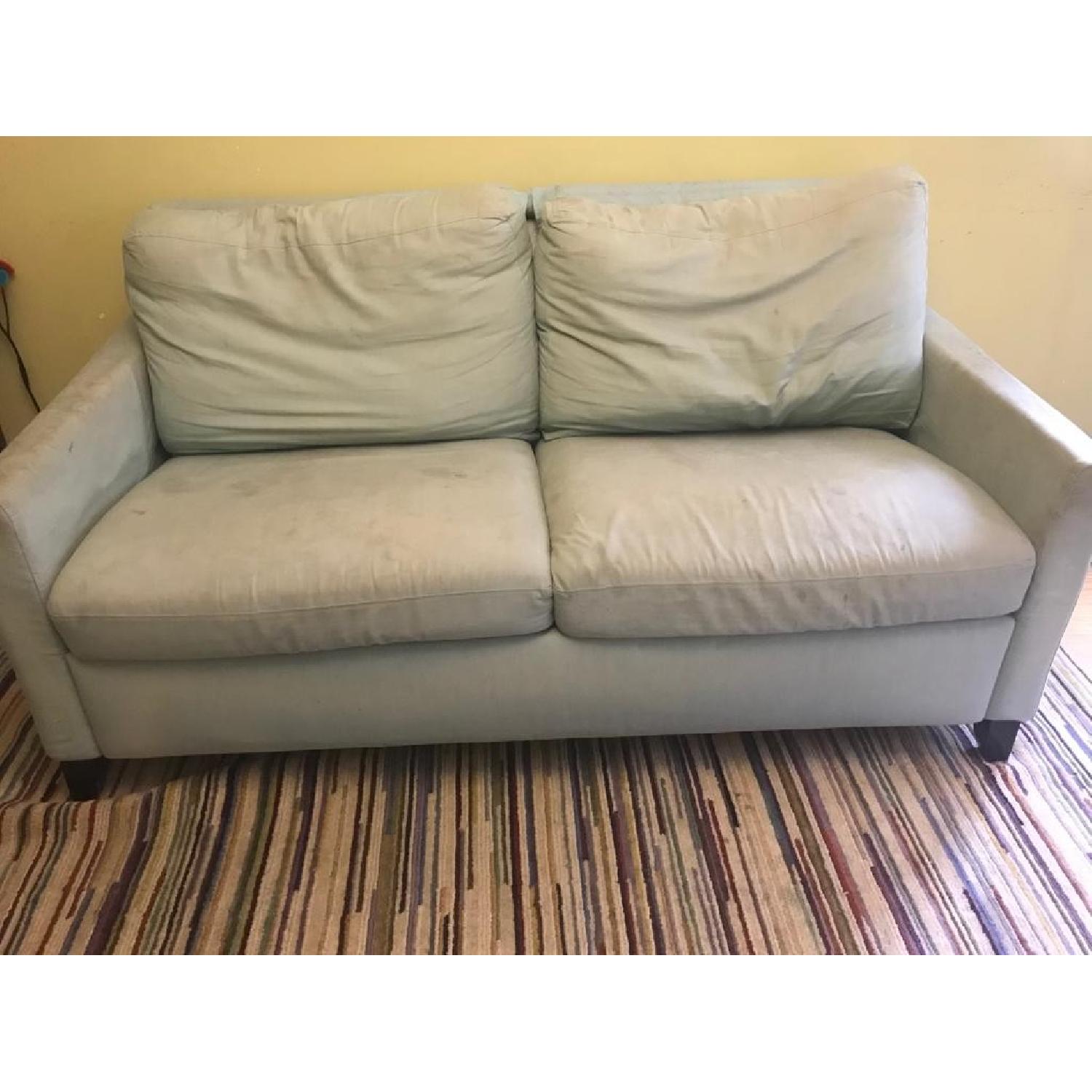 American Leather Full Sleeper Sofa in Light Blue Fabric - image-1