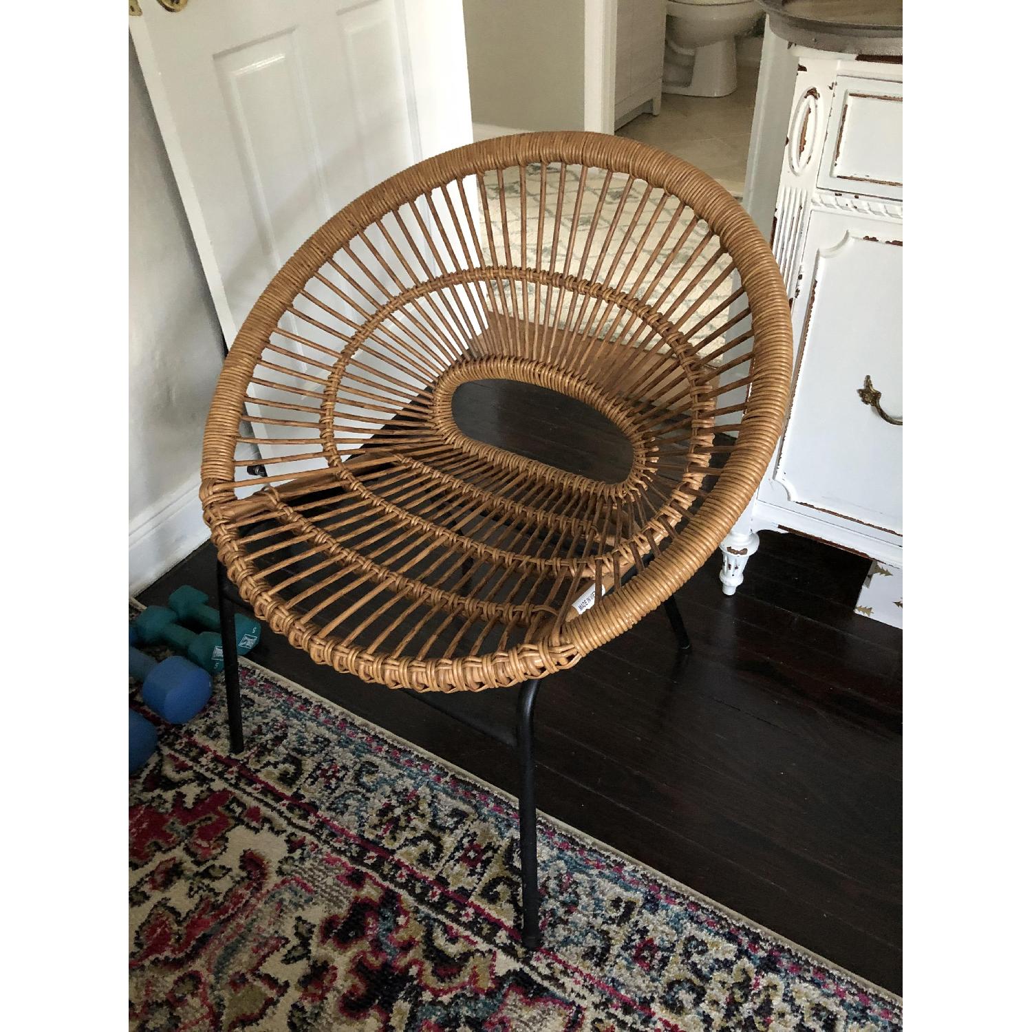 West Elm Rattan Indoor Accent Chair w/ Steel Legs - image-1
