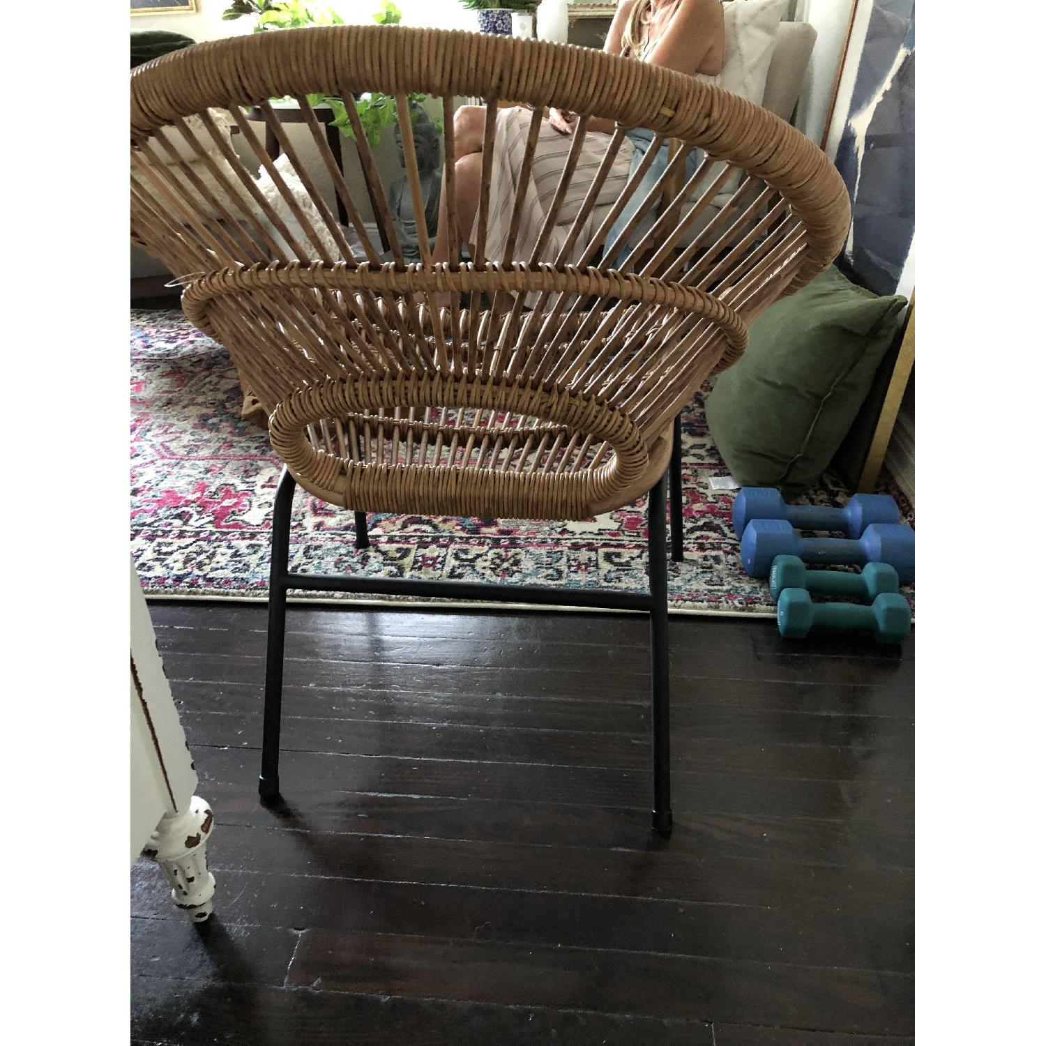 West Elm Rattan Indoor Accent Chair w/ Steel Legs - image-2