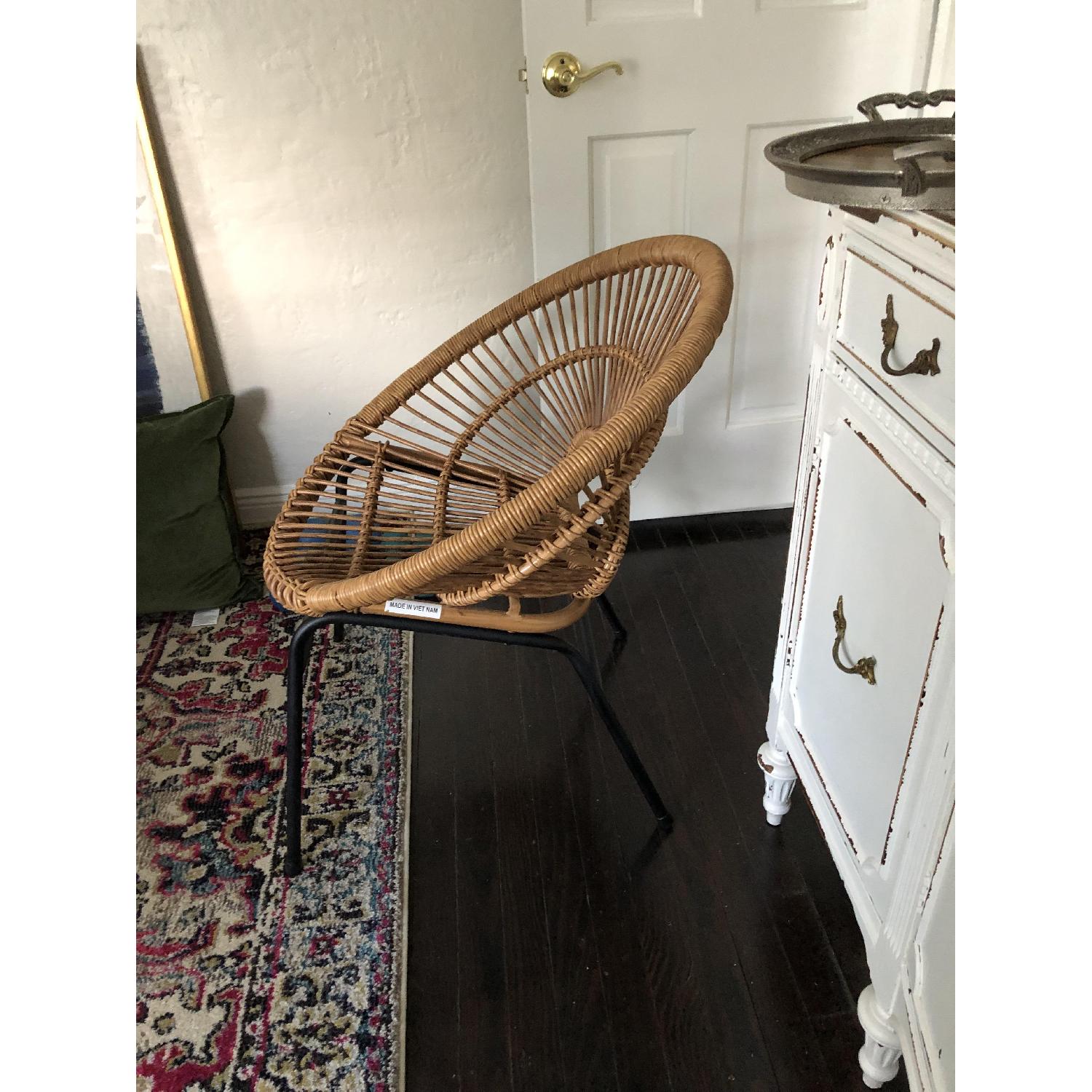 West Elm Rattan Indoor Accent Chair w/ Steel Legs - image-3