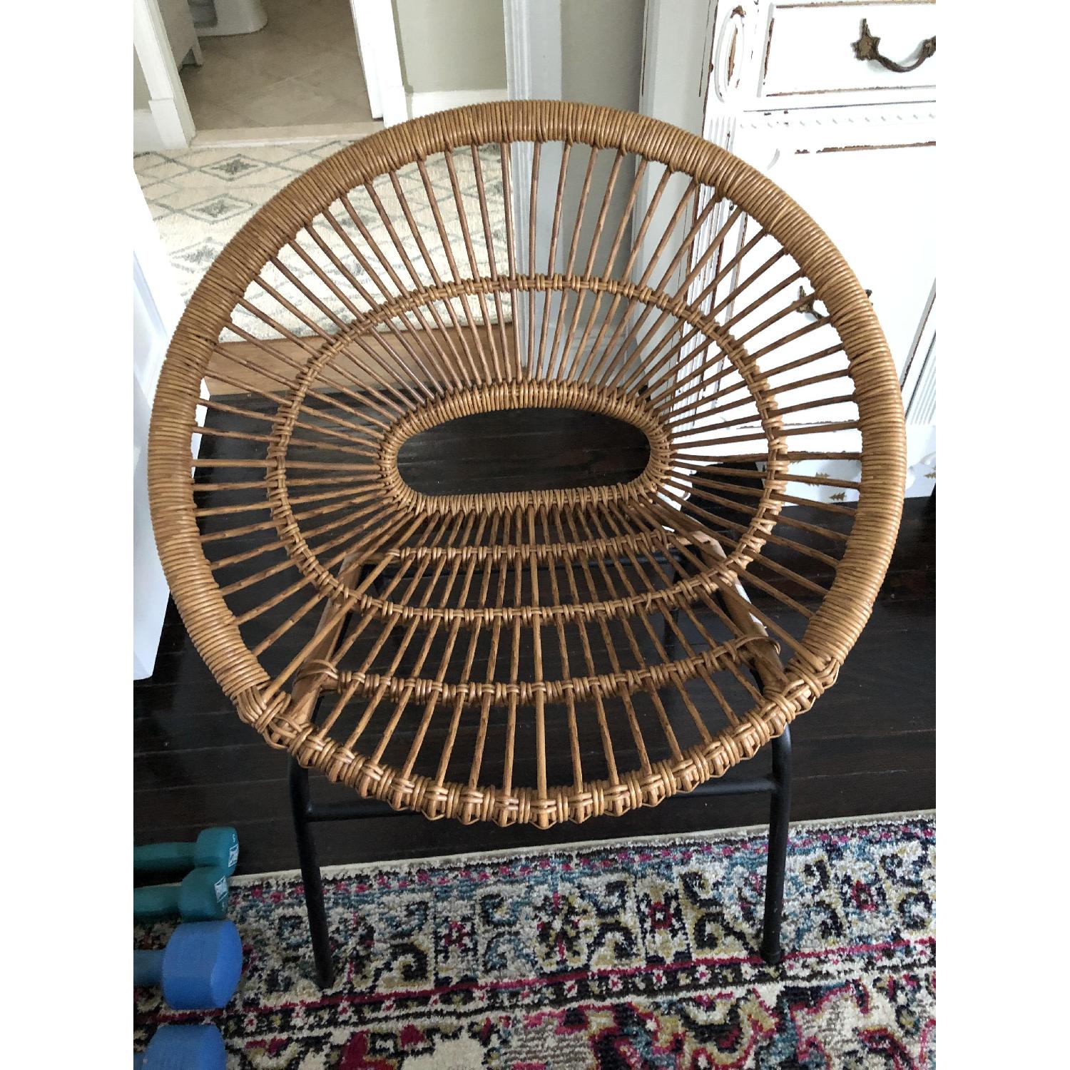 West Elm Rattan Indoor Accent Chair w/ Steel Legs - image-4