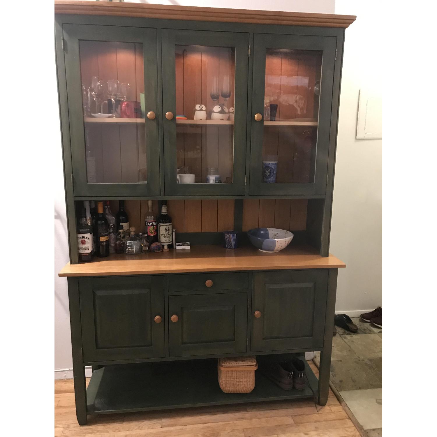 Ethan Allen Green China Cabinet - image-1