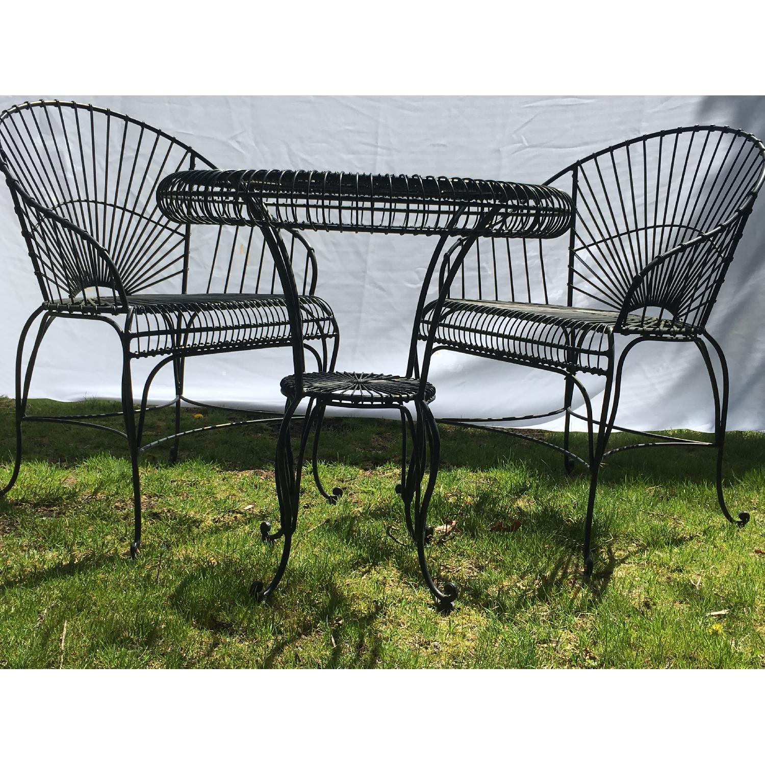 3Piece Black Metal Patio Bistro Set AptDeco