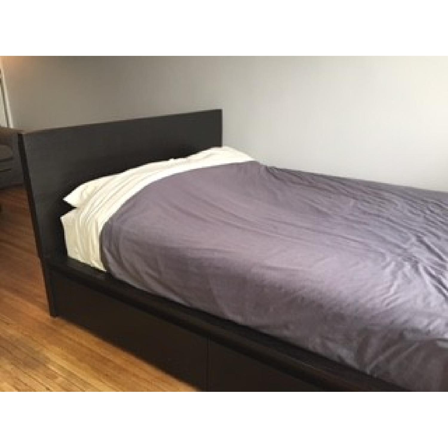 Ikea Malm Queen Size High Bed Frame w/ /2 Storage Boxes in BlackBrown