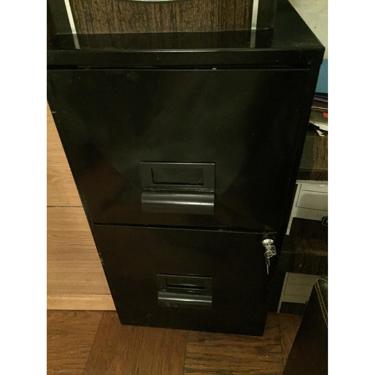 2 Drawer Black Metal File Cabinet - image-2