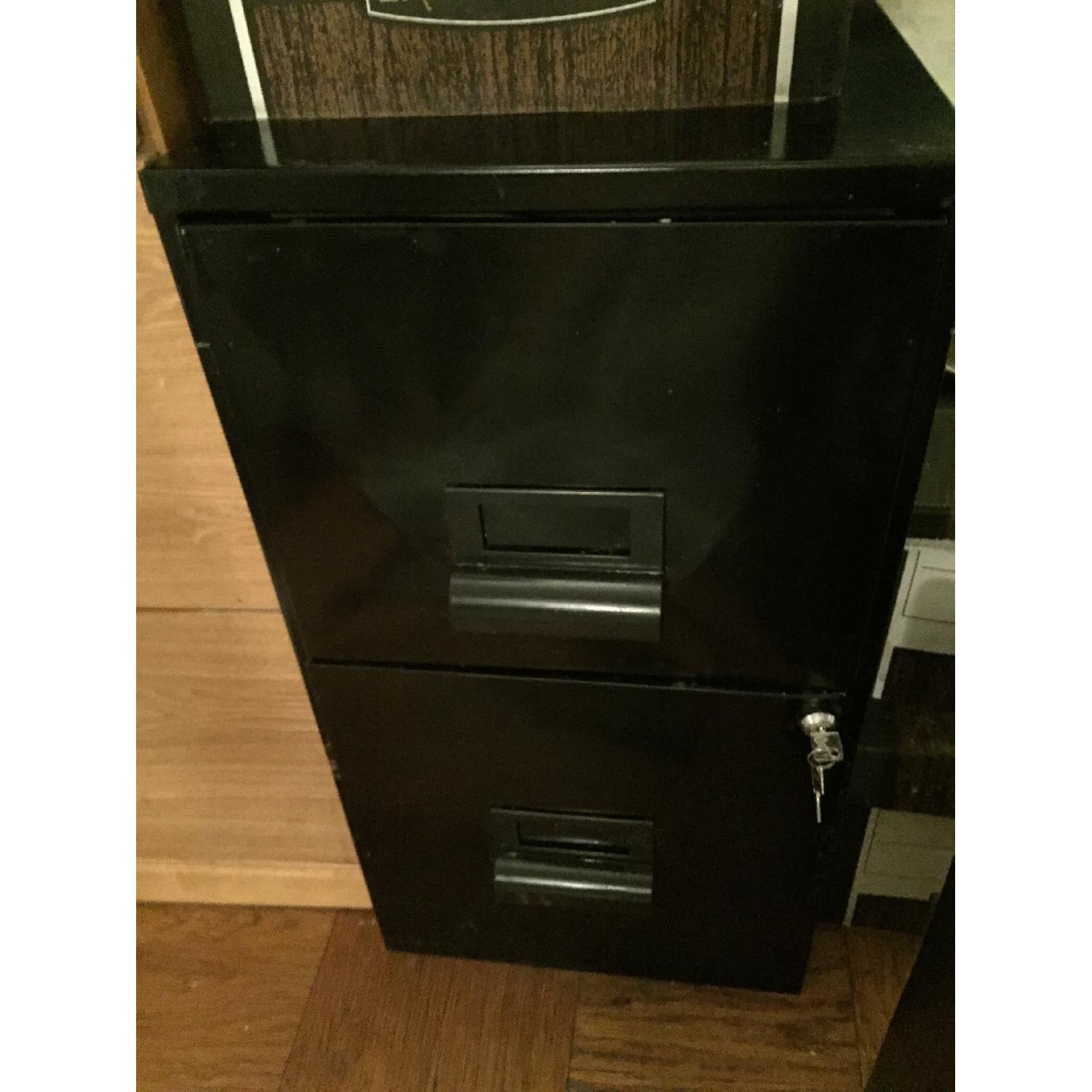 2 Drawer Black Metal File Cabinet - image-3