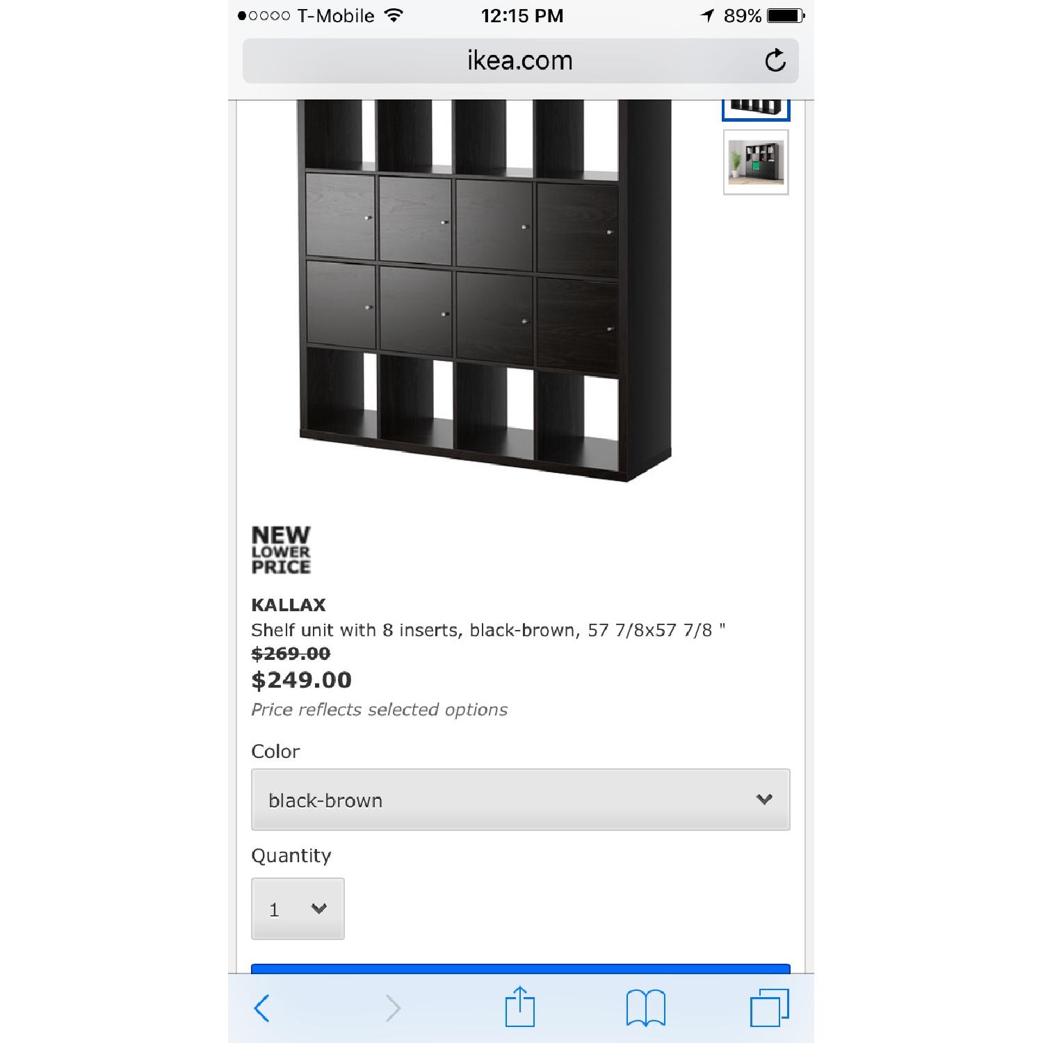 Ikea Kallax Black/Brown Cubby Storage Unit w/ Drawers AptDeco