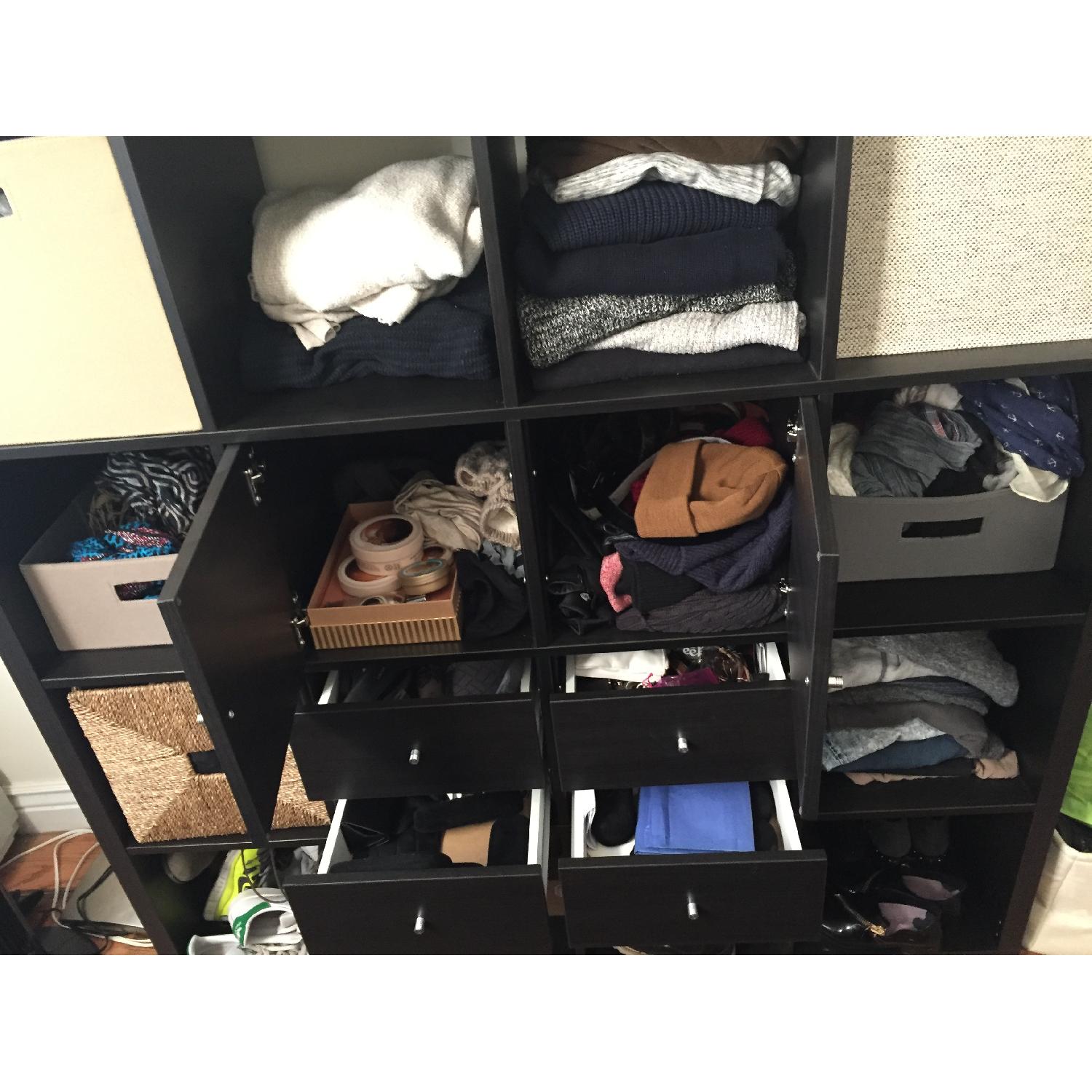 Ikea Kallax Black/Brown Cubby Storage Unit w/ Drawers - image-4
