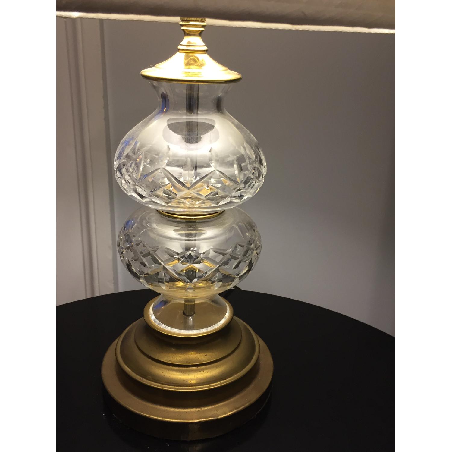 Waterford Crystal/Brass Table Lamps w/ Shades AptDeco