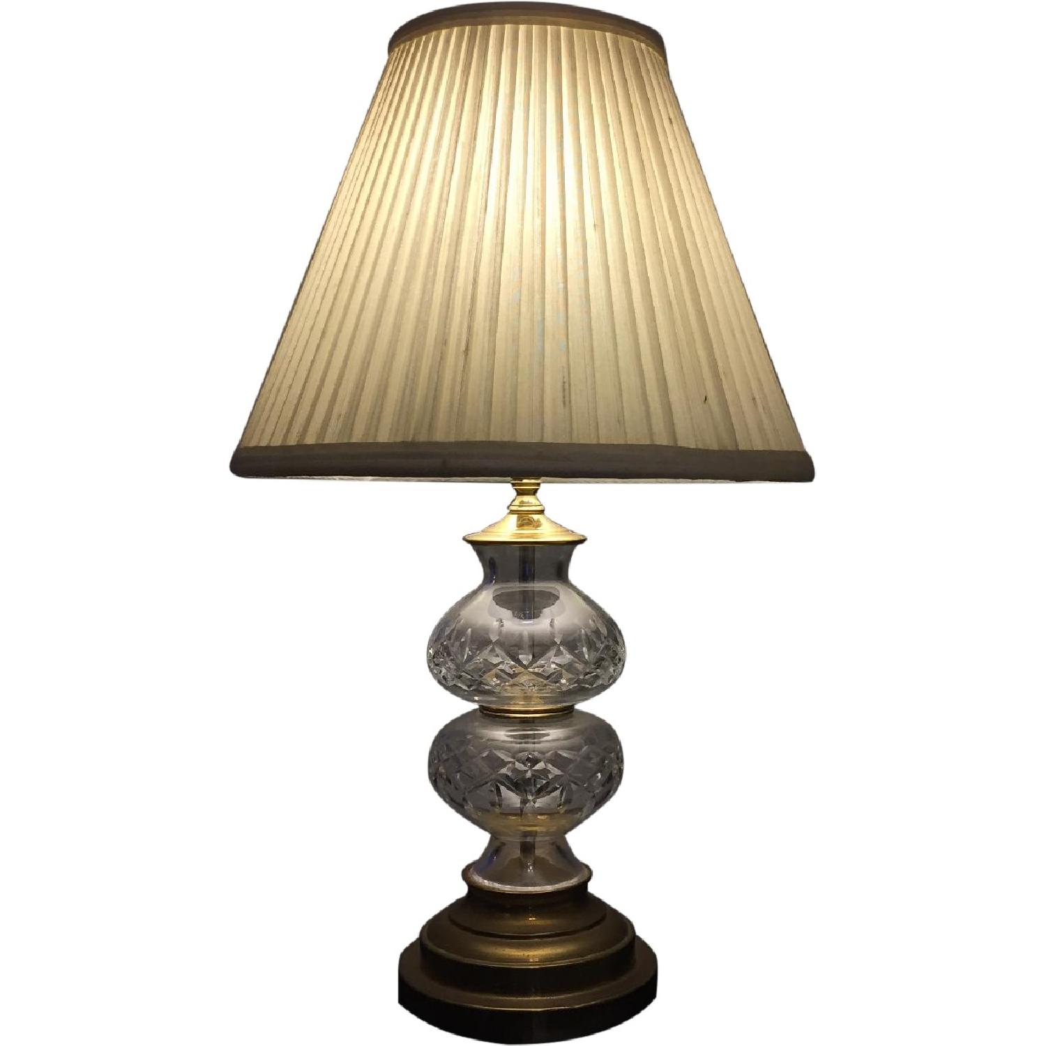 Waterford Crystal/Brass Table Lamps w/ Shades AptDeco