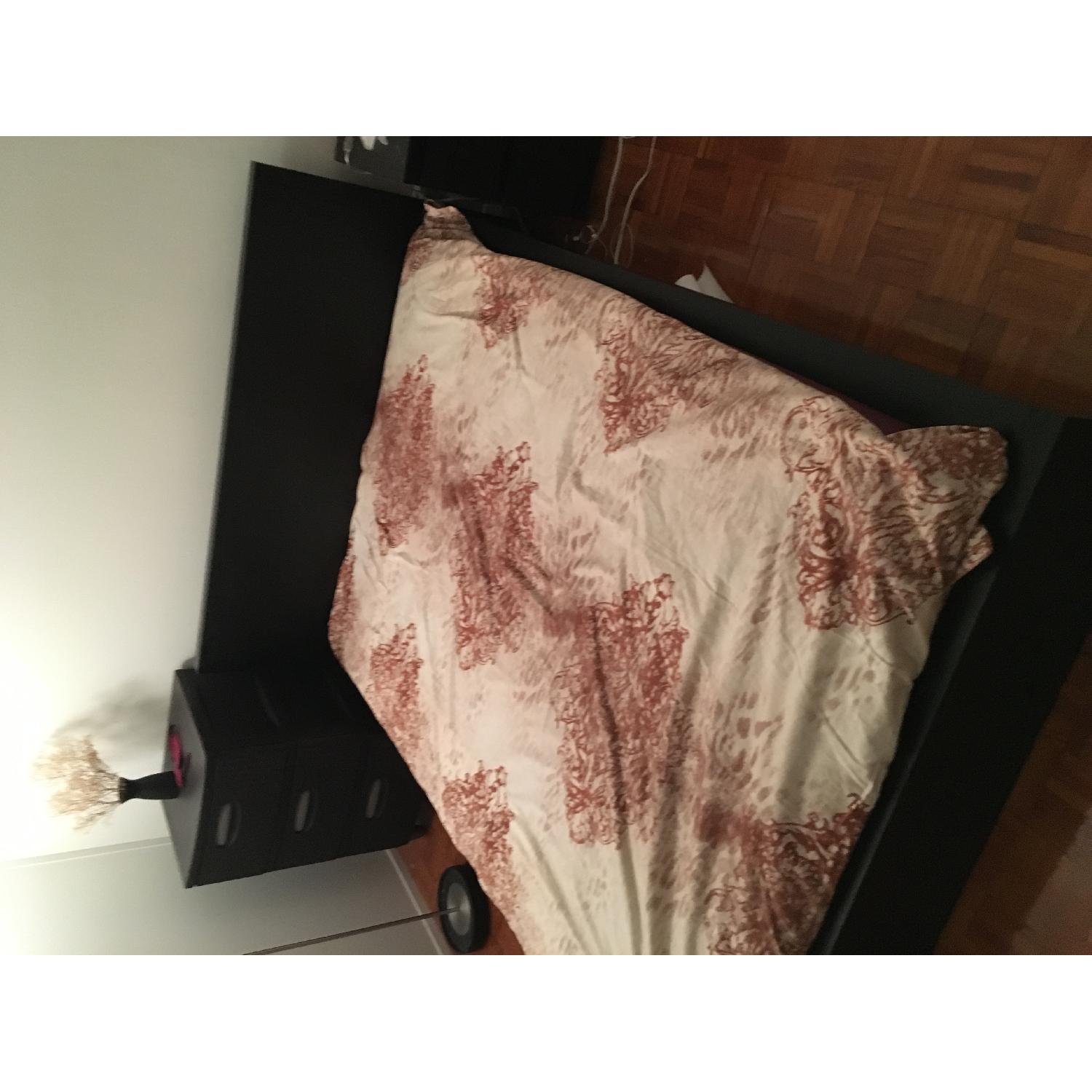 Ikea Wood Queen Size Bed Frame in Black AptDeco