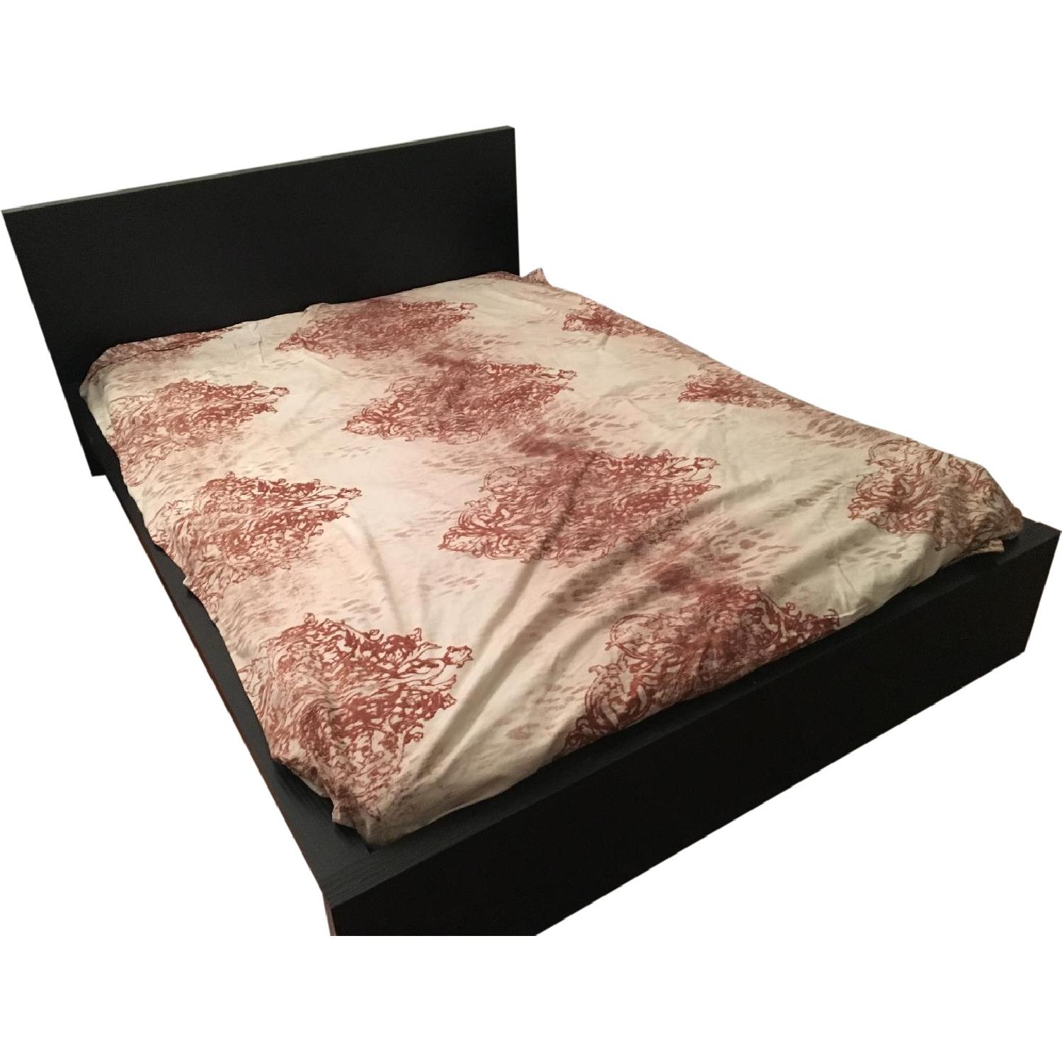 Ikea Wood Queen Size Bed Frame in Black AptDeco