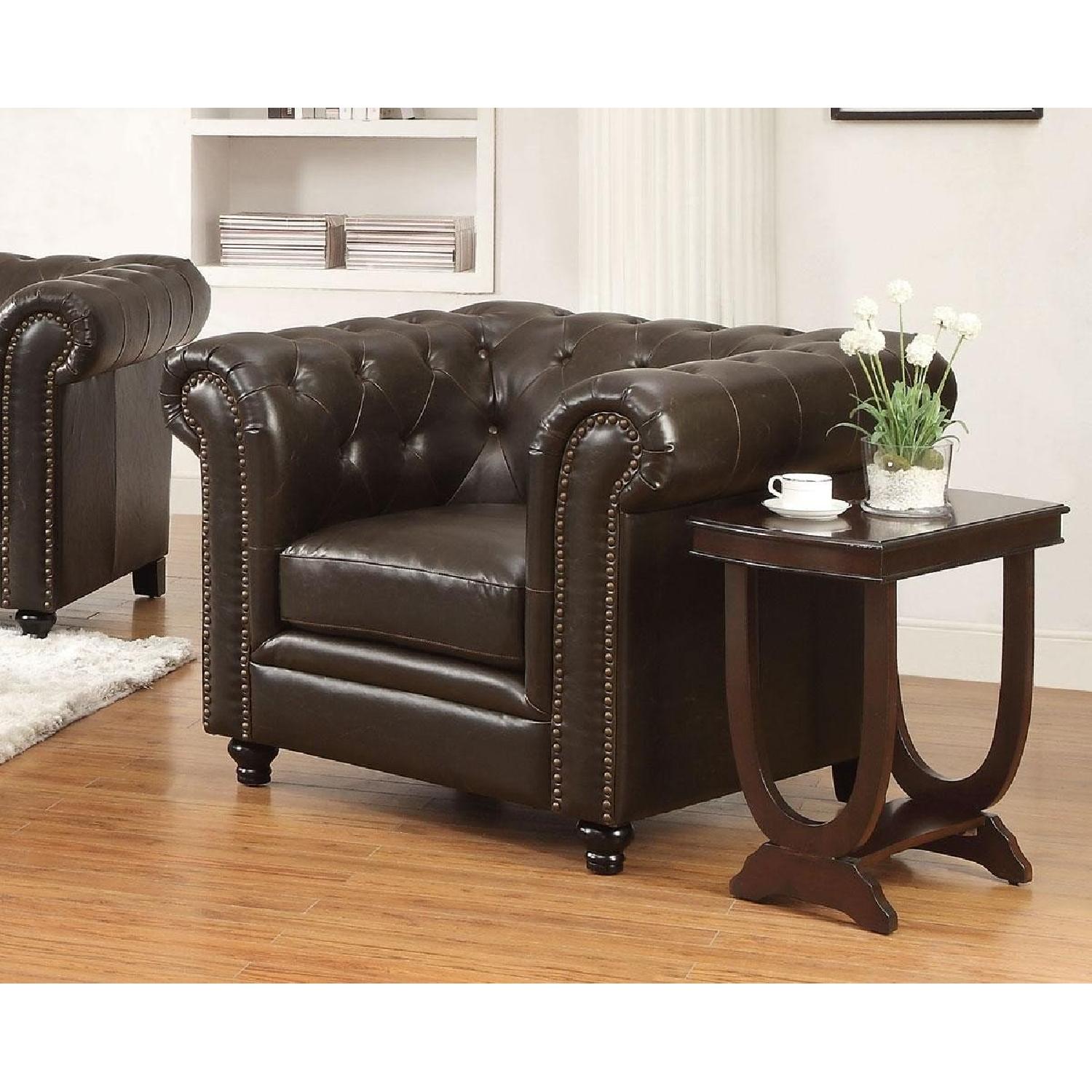 Chesterfield Style Club Chair W Button Tufted Back Feather Down