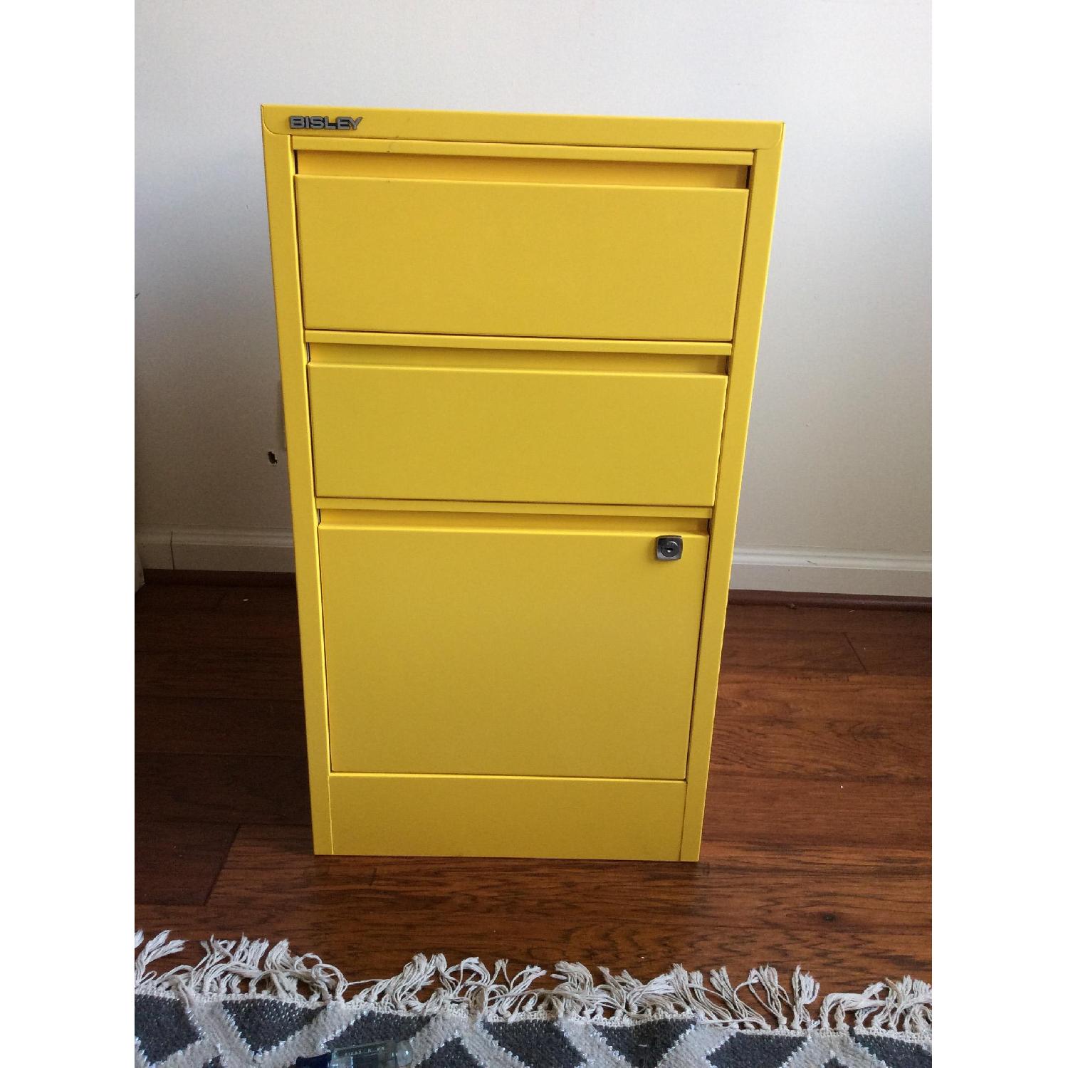 Bisley Yellow 3 Drawer File Cabinet - image-1
