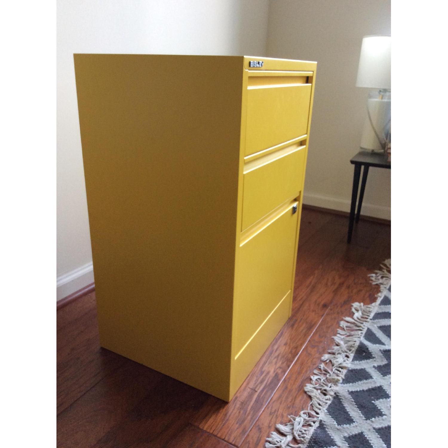 Bisley Yellow 3 Drawer File Cabinet - image-3