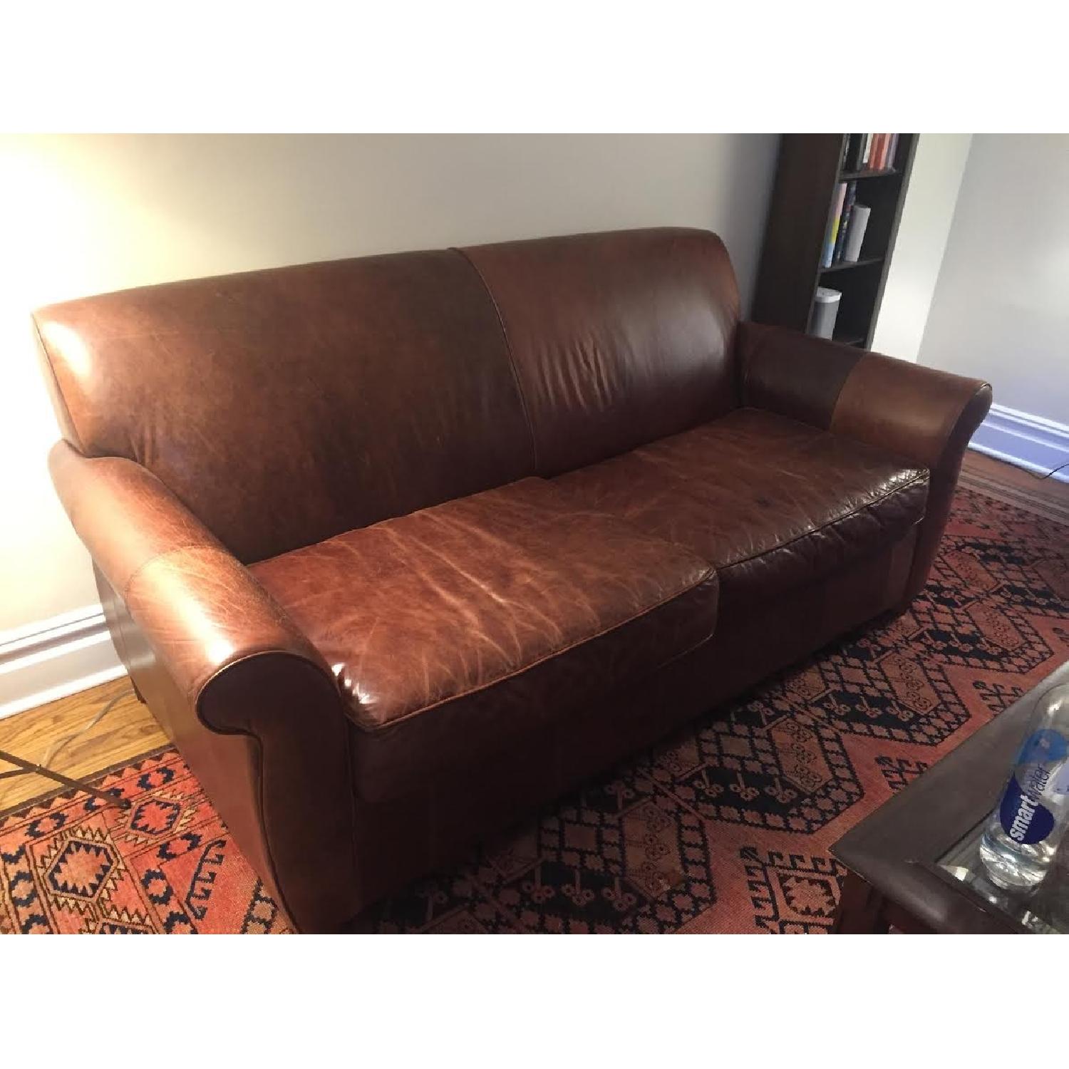 Boston Interiors Naples Dark Leather Apartment Sofa - image-1