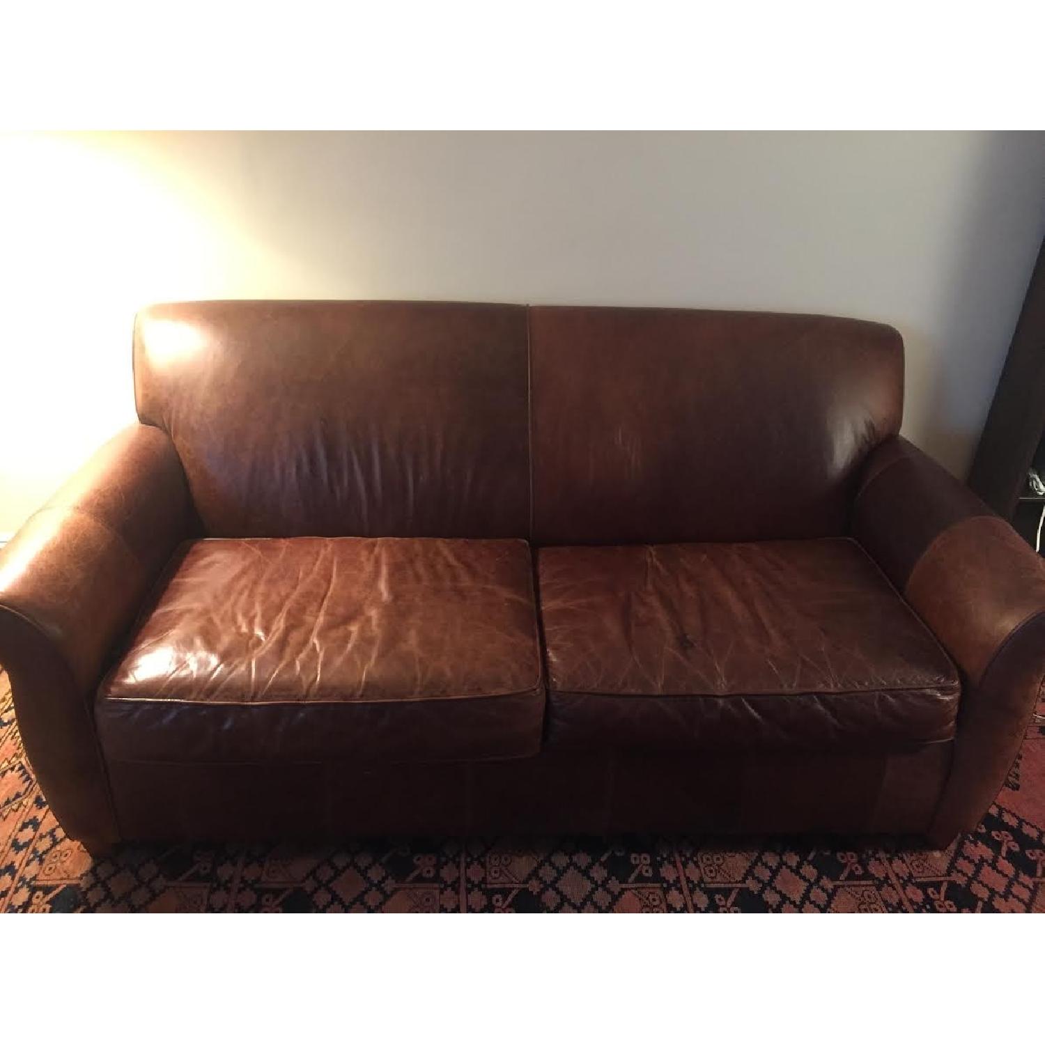 Boston Interiors Naples Dark Leather Apartment Sofa - image-2