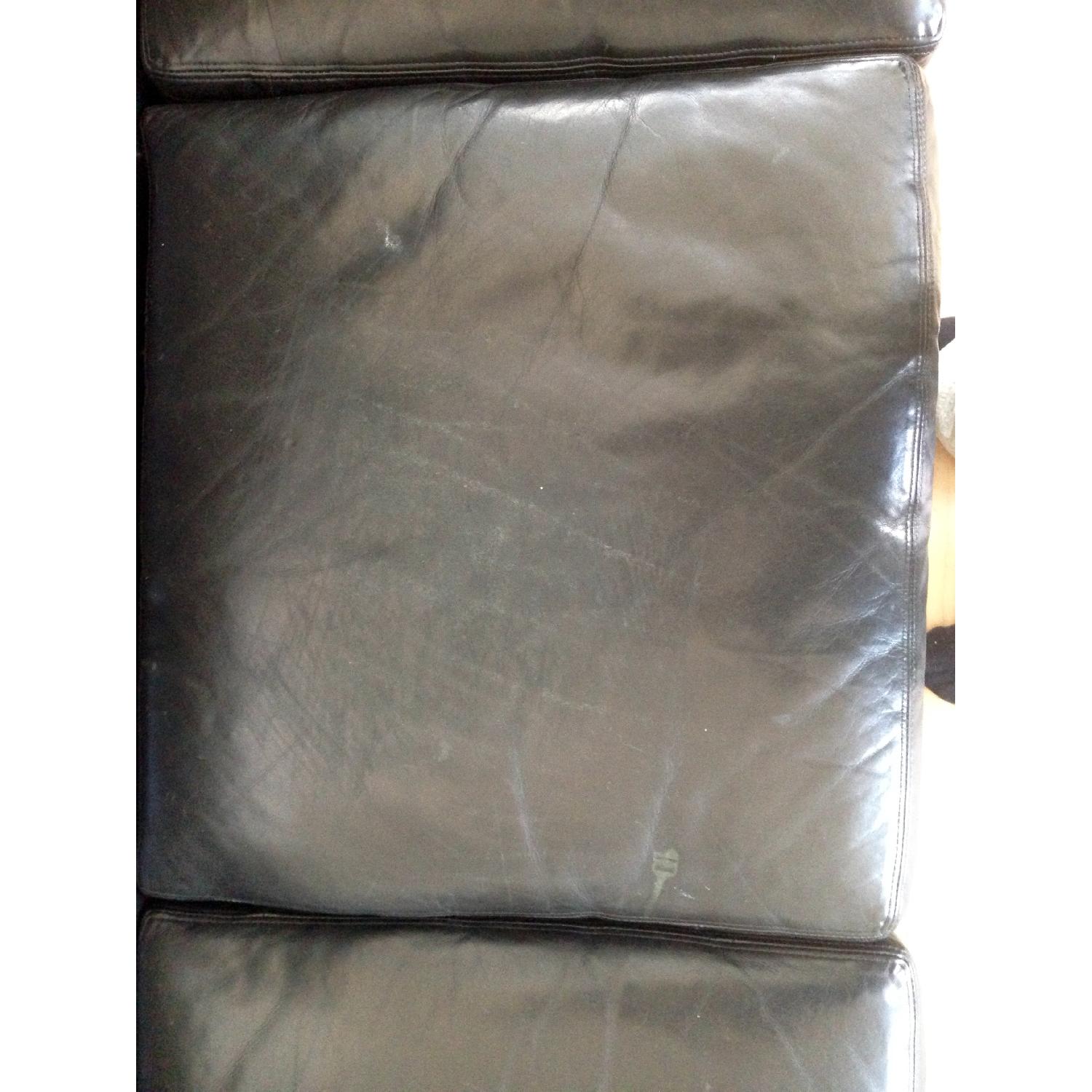 Crate & Barrel Black Leather Sofa - image-4