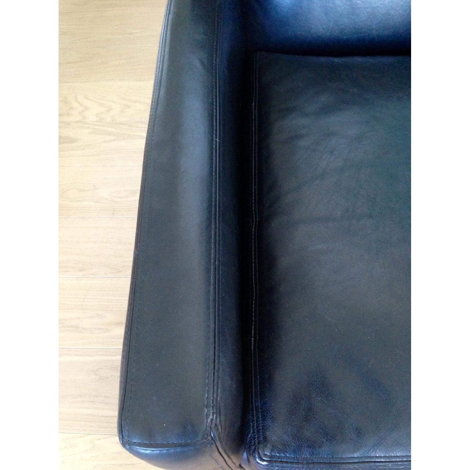 Crate & Barrel Black Leather Sofa - image-5