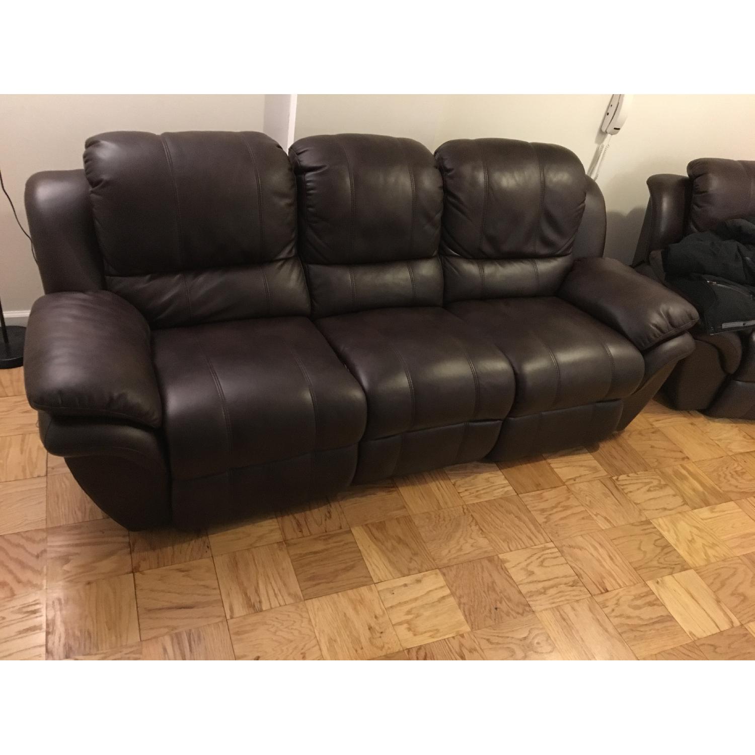 Bobs' Leather Power Reclining Sofa + Chair AptDeco