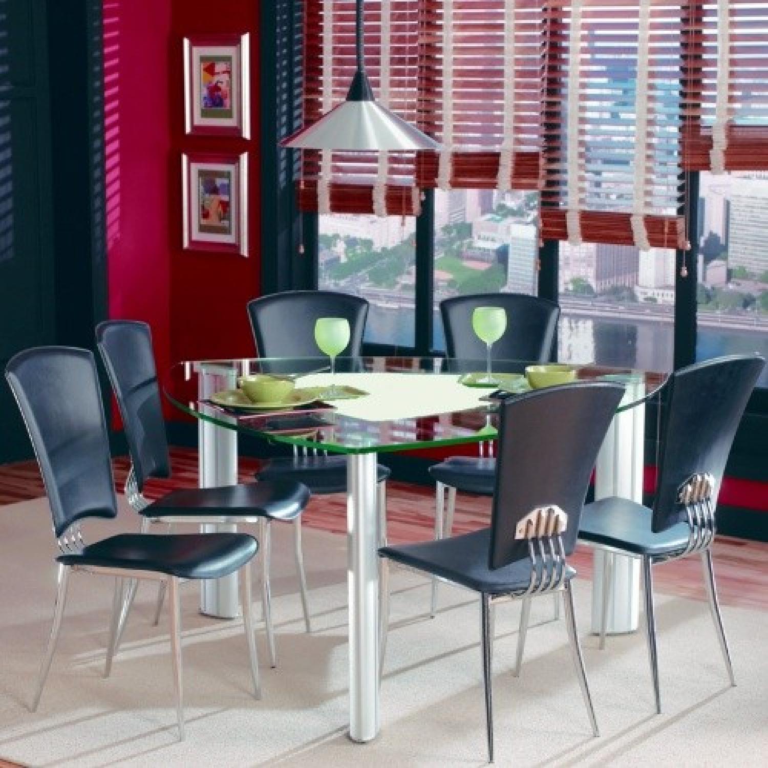 Chintaly Tracy Triangular Glass Top Dining Table - image-1