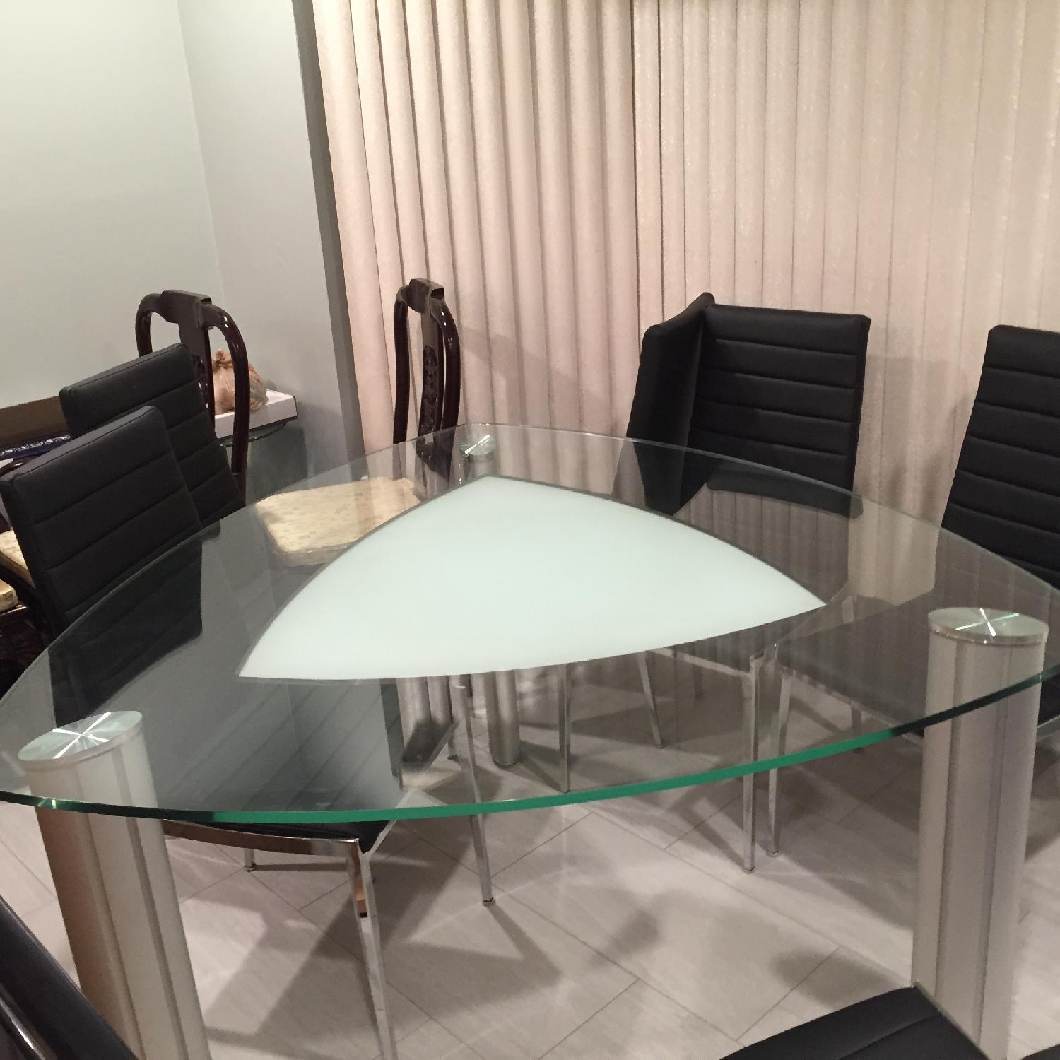 Chintaly Tracy Triangular Glass Top Dining Table - image-2