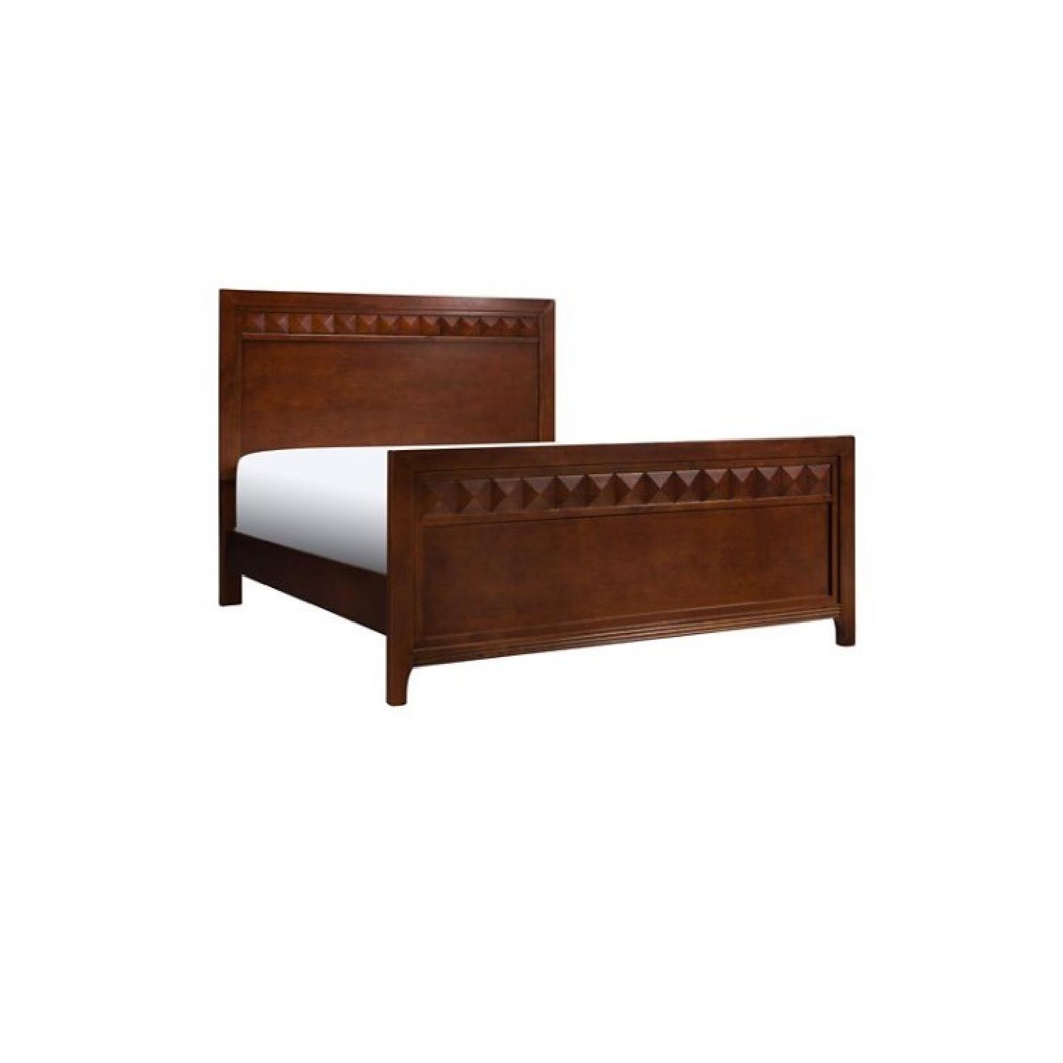 Raymour & Flanigan Dark Cherry Wood Queen Bed Frame - image-1