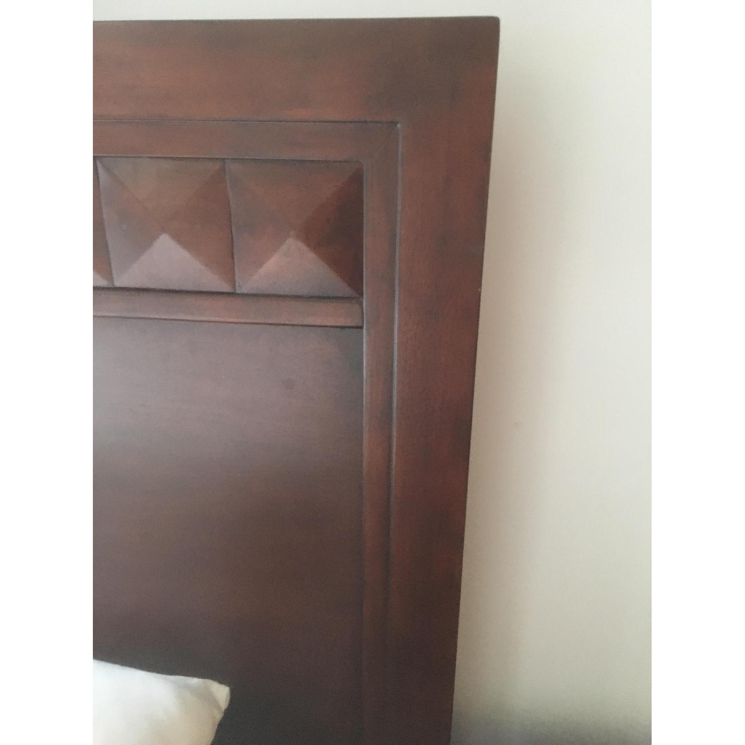 Raymour & Flanigan Dark Cherry Wood Queen Bed Frame - image-4