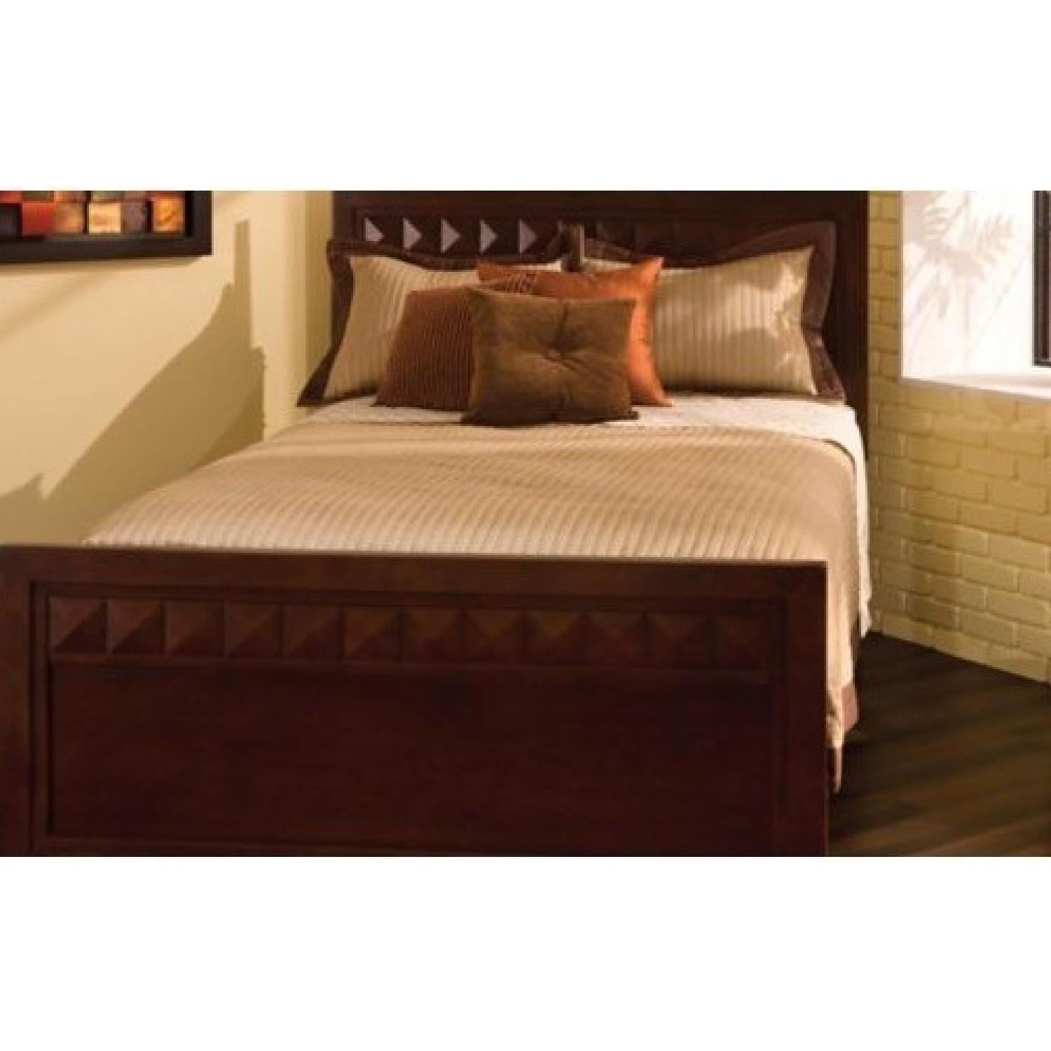 Raymour & Flanigan Dark Cherry Wood Queen Bed Frame - image-5
