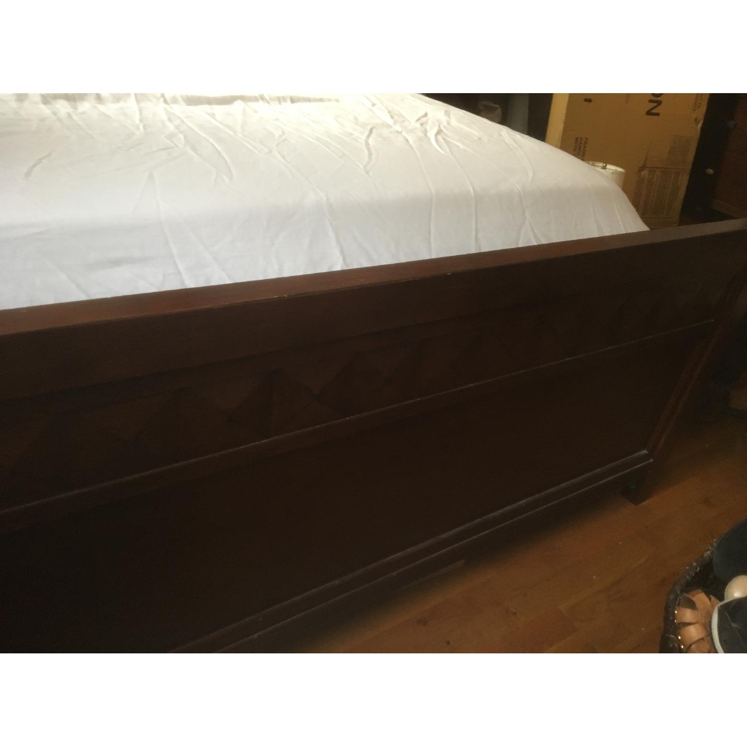Raymour & Flanigan Dark Cherry Wood Queen Bed Frame - image-7