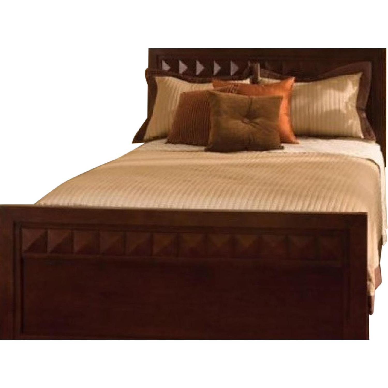 Raymour & Flanigan Dark Cherry Wood Queen Bed Frame AptDeco