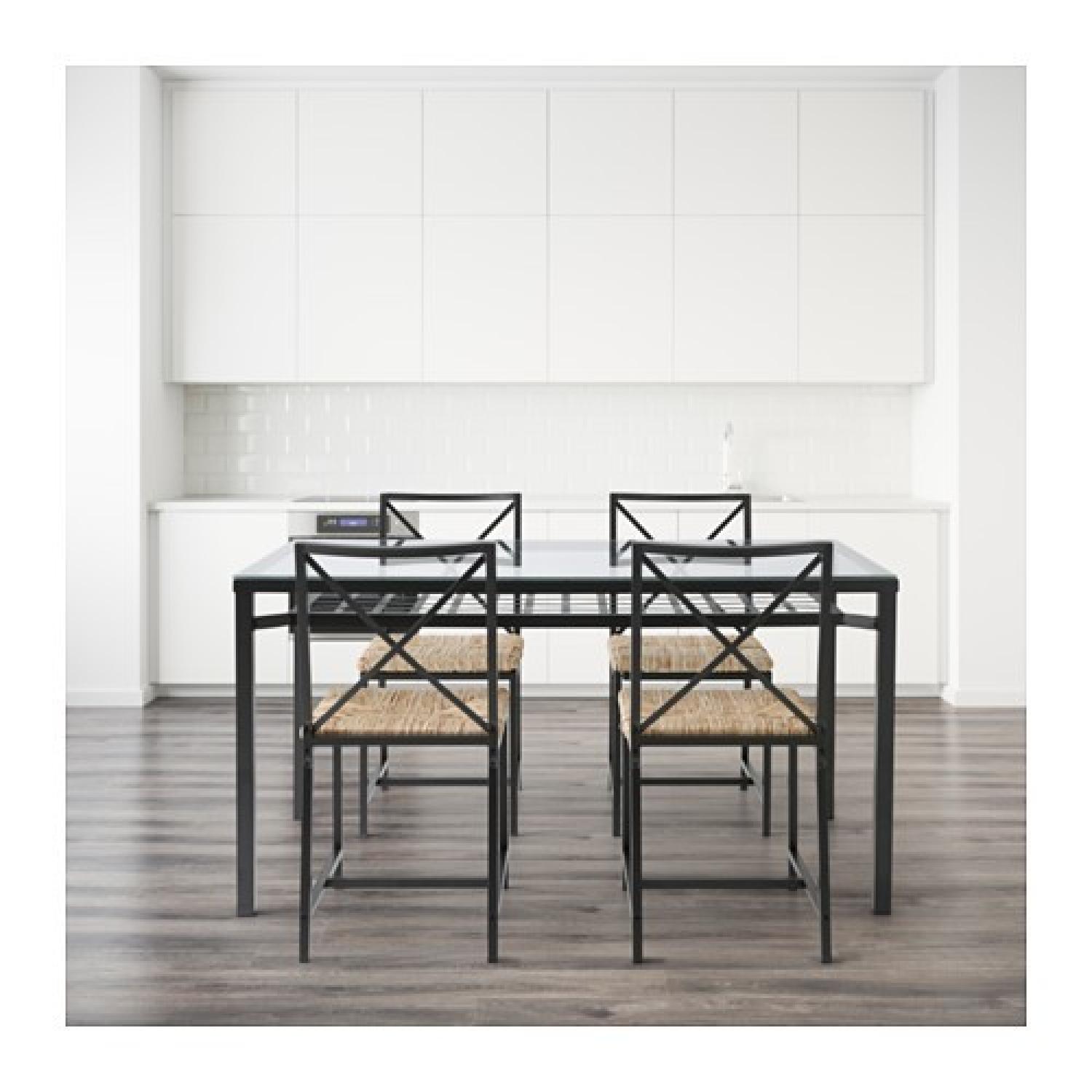 Ikea Granas Black Glass & Metal Table w/ 4 Chairs - image-3