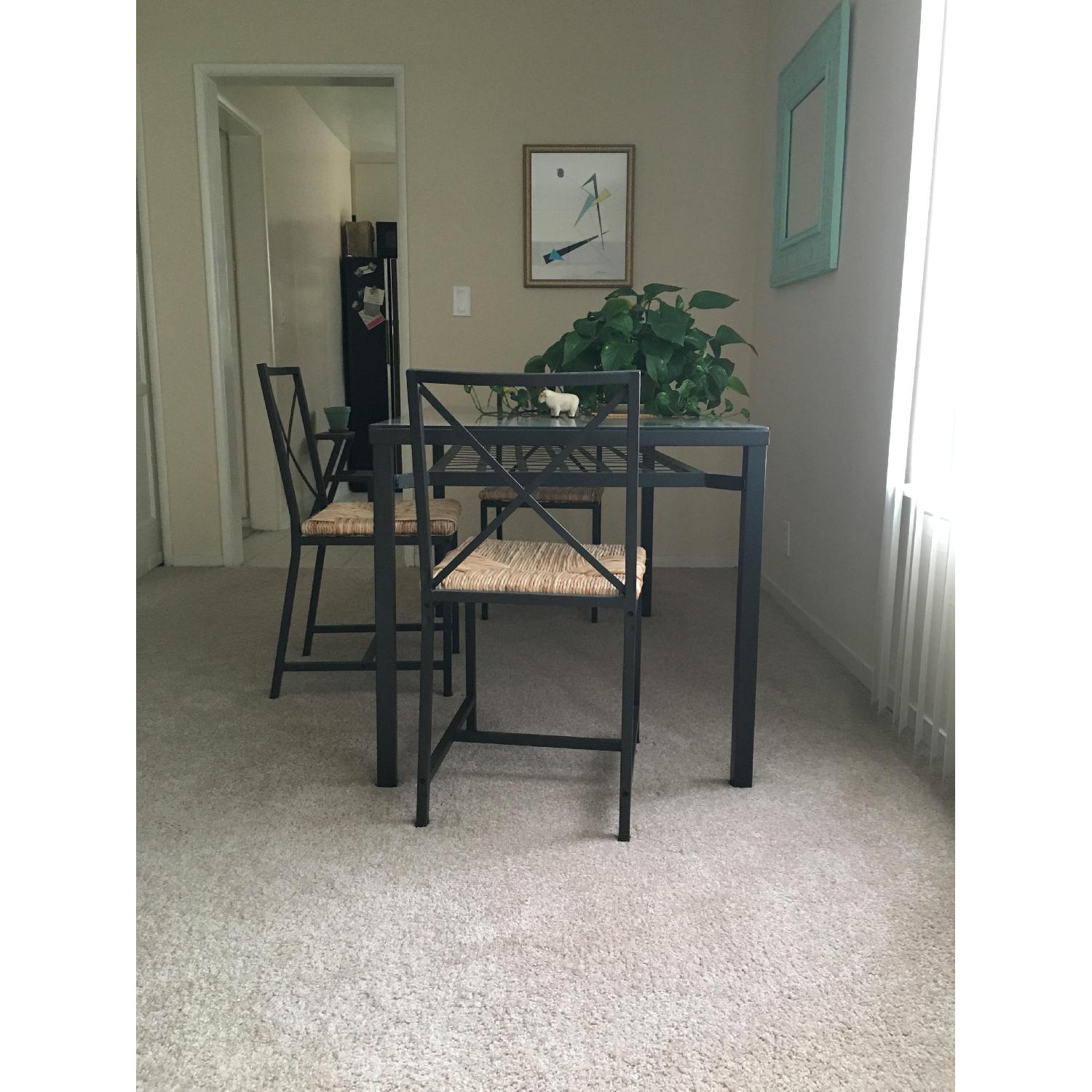 Ikea Granas Black Glass & Metal Table w/ 4 Chairs - image-7
