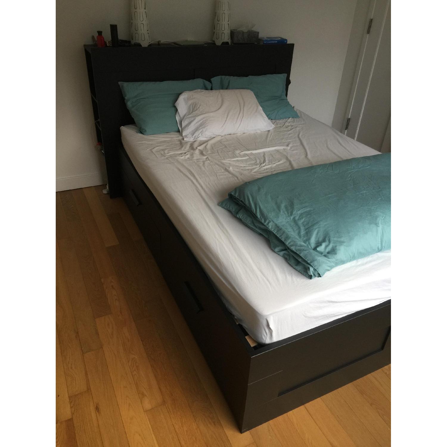 Ikea Brimnes Queen Size Storage Bed Frame w/ Headboard - image-4